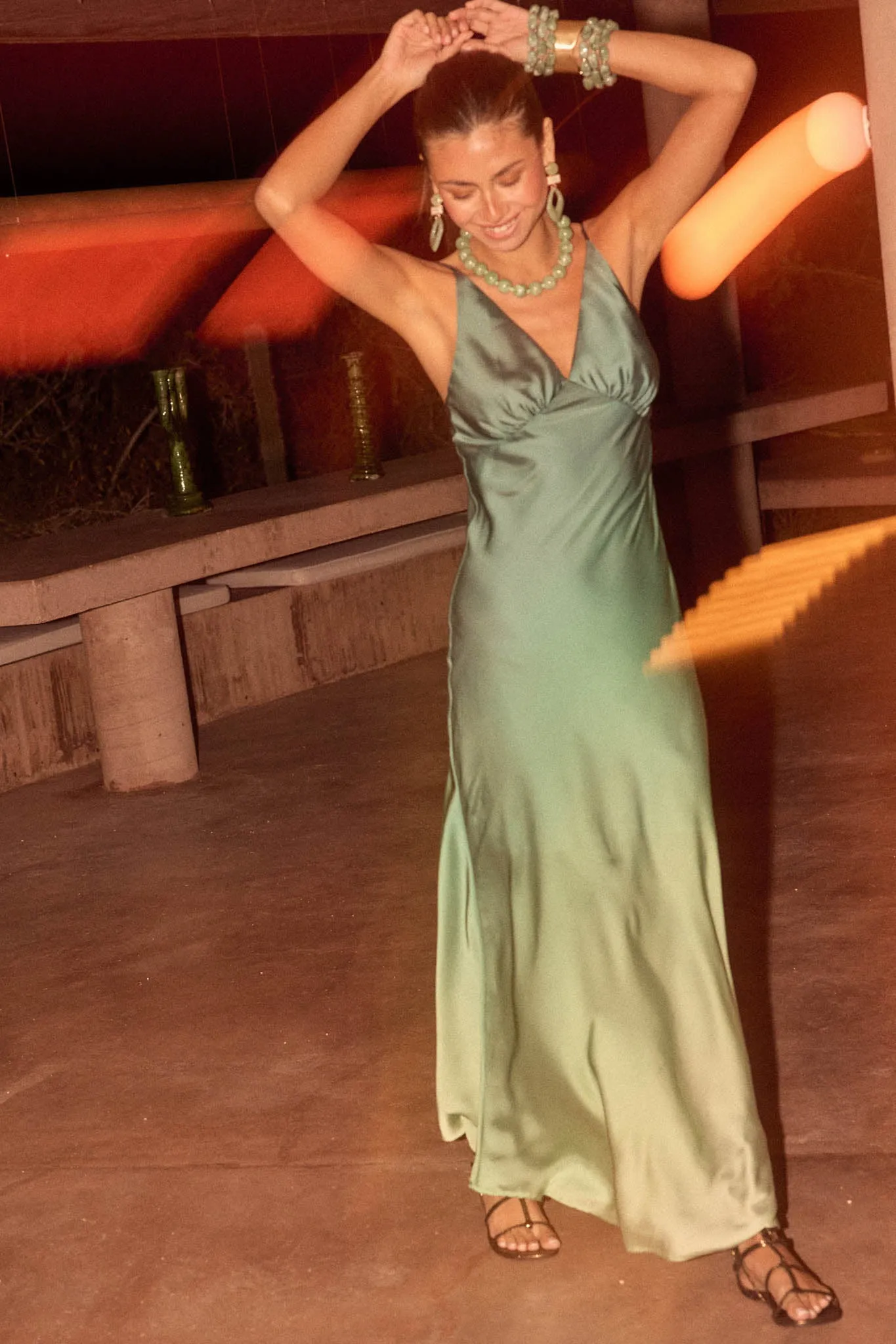 Afterglow Ombre Satin Bias-Cut Maxi Slip Dress sold by Promesa product image thumbnail 3