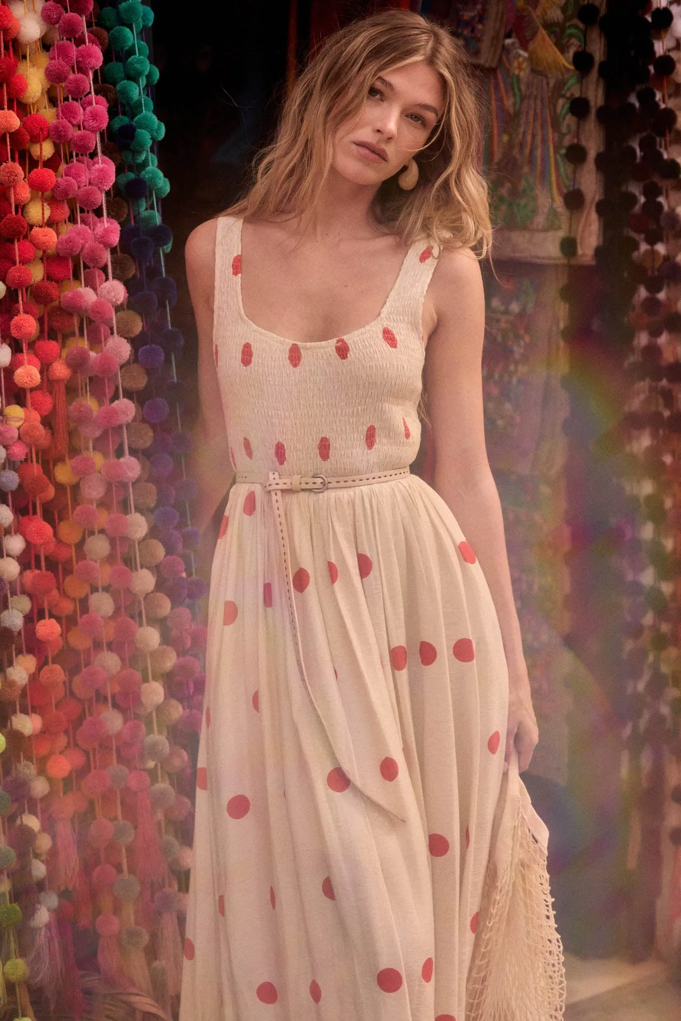 Soft Spot Polka Dot Smocked Square-Neck Maxi Dress sold by Promesa product image thumbnail 2