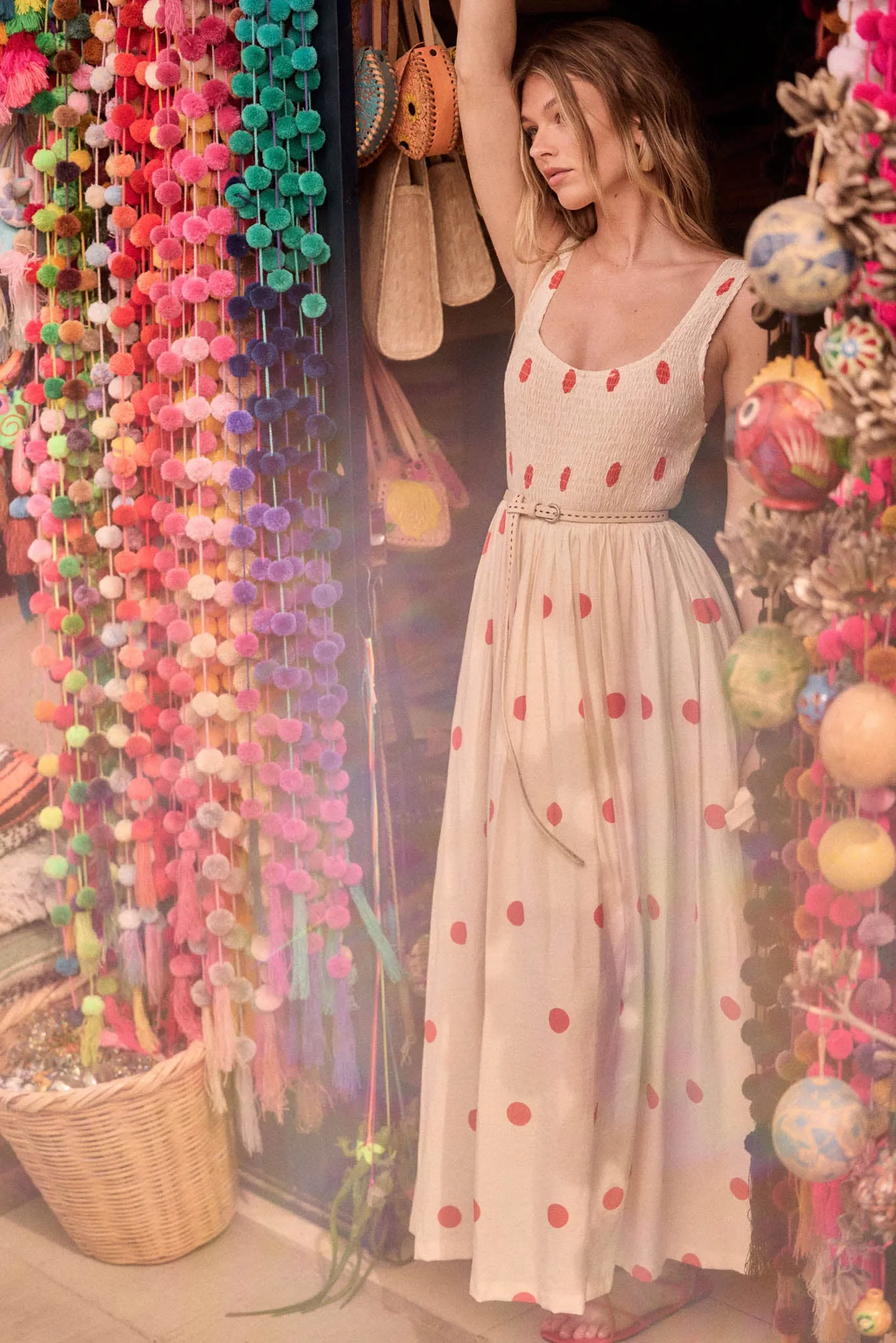 Soft Spot Polka Dot Smocked Square-Neck Maxi Dress sold by Promesa product image thumbnail 3