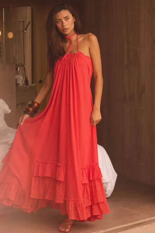 Roaming Free Cotton Gauze and Lace Maxi Dress made by Promesa