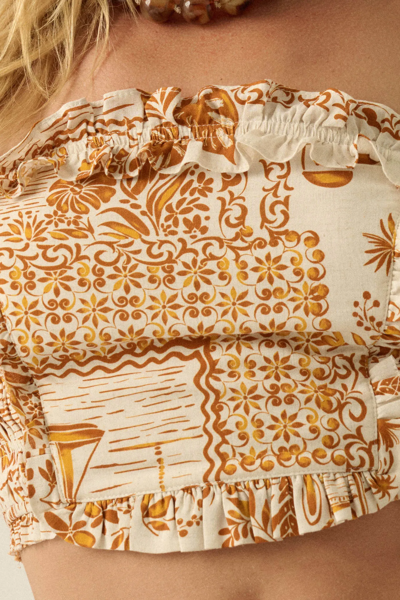 Island Breeze Tropical-Print Ruffle Bandeau Top sold by Promesa product image thumbnail 5