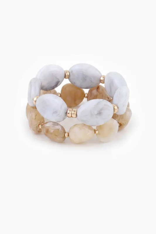 Bronson Two-Piece Marble Resin Bead Bracelet Set made by Promesa
