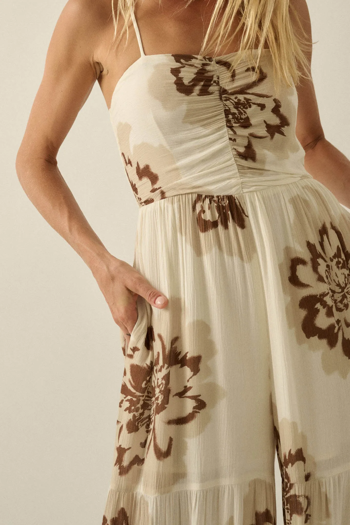 Bloom Me Away Floral Wide-Leg Tiered Jumpsuit sold by Promesa product image thumbnail 5