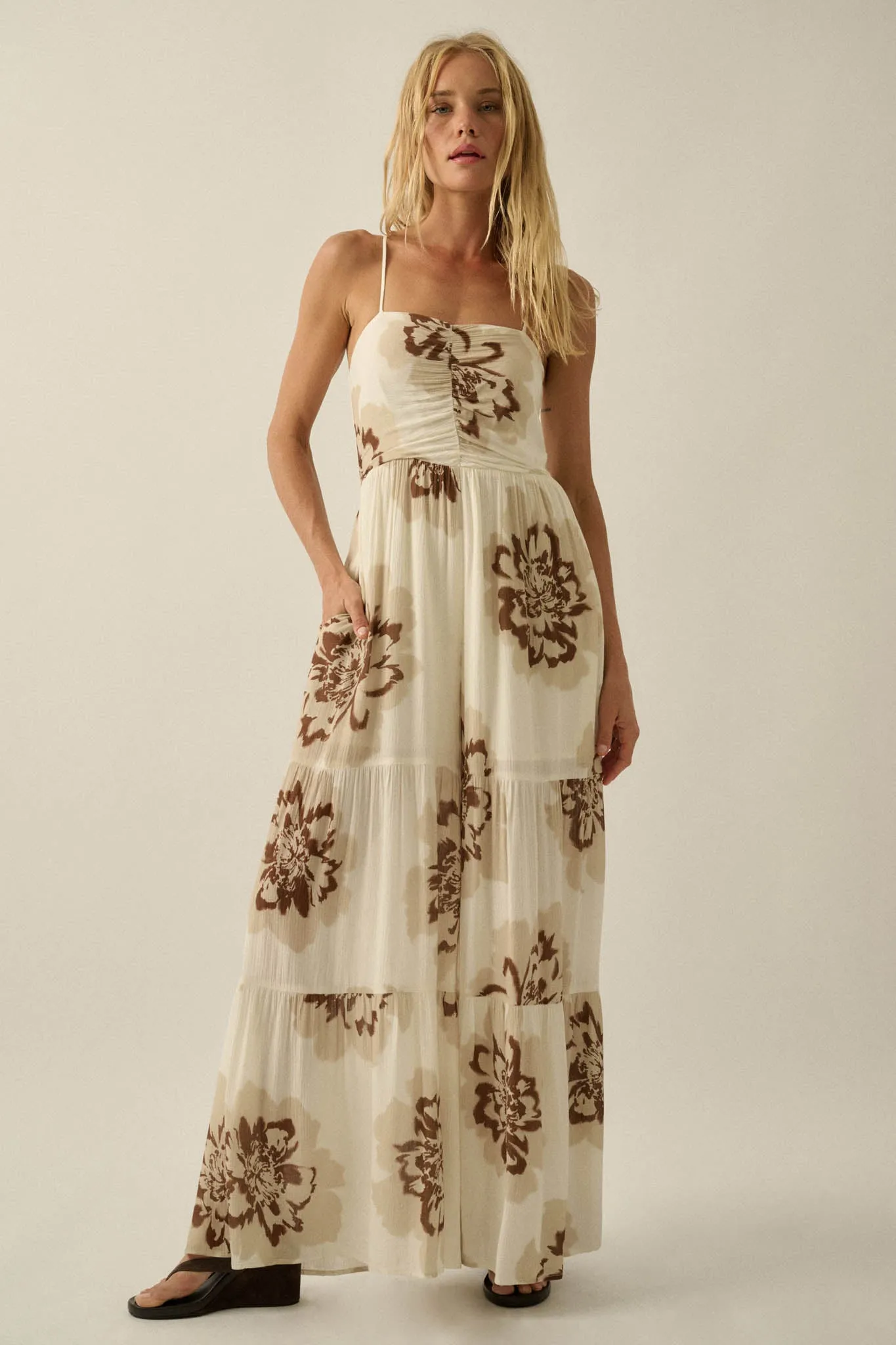 Bloom Me Away Floral Wide-Leg Tiered Jumpsuit sold by Promesa product image thumbnail 4