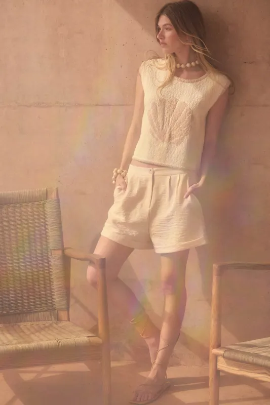 Walk the Talk Pleated Wide-Leg Cuffed Shorts made by Promesa