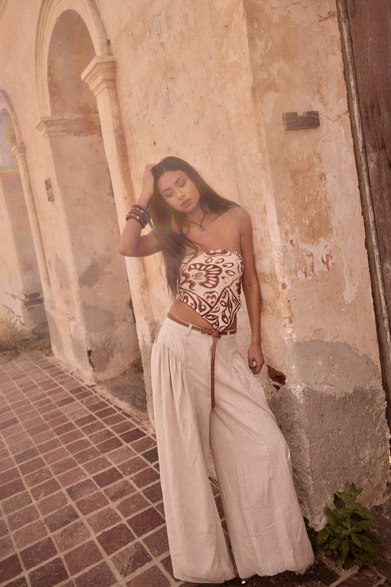 Natural Habitat Linen-Blend Gathered Wide-Leg Pants sold by Promesa product image thumbnail 3