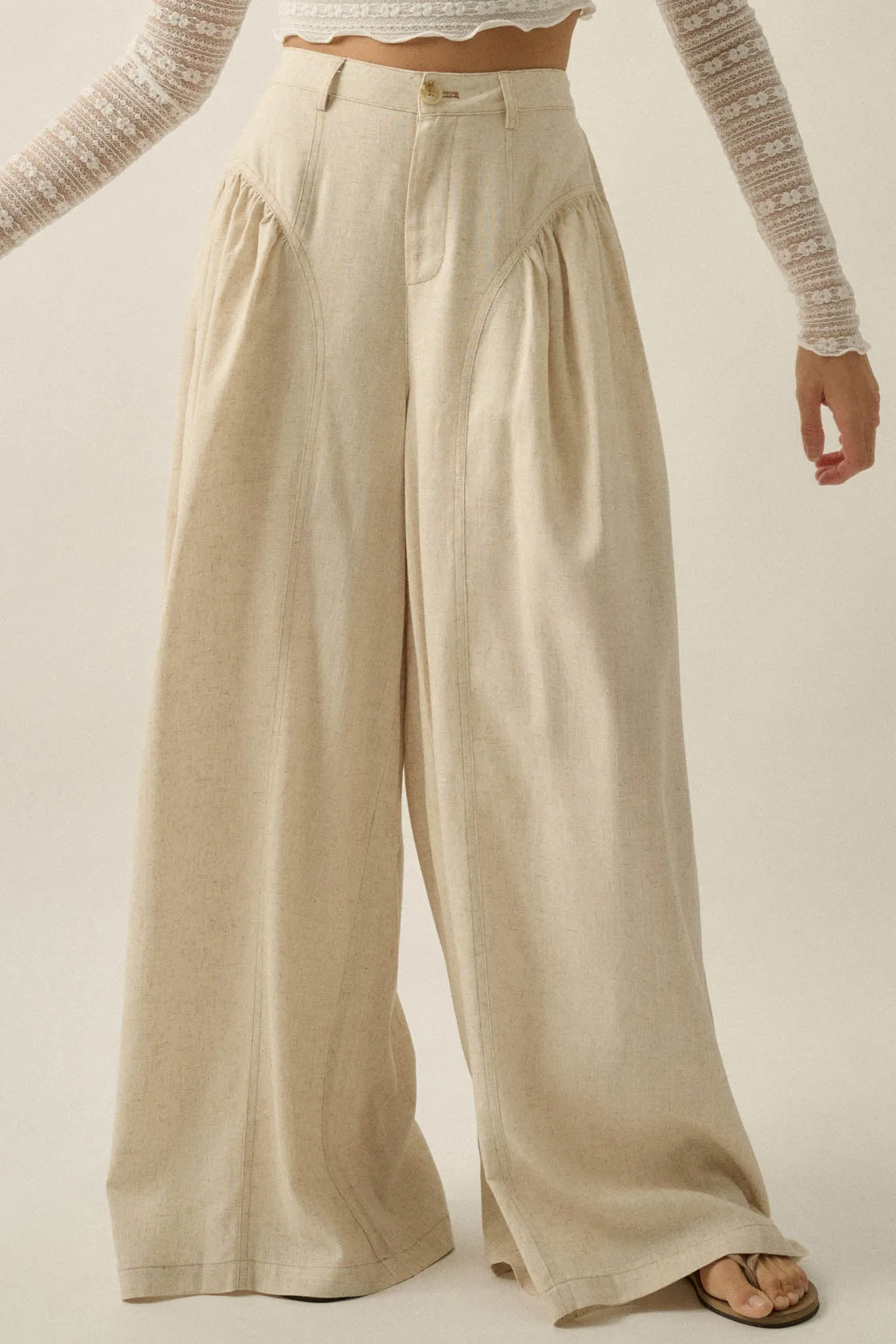 Natural Habitat Linen-Blend Gathered Wide-Leg Pants sold by Promesa product image thumbnail 5