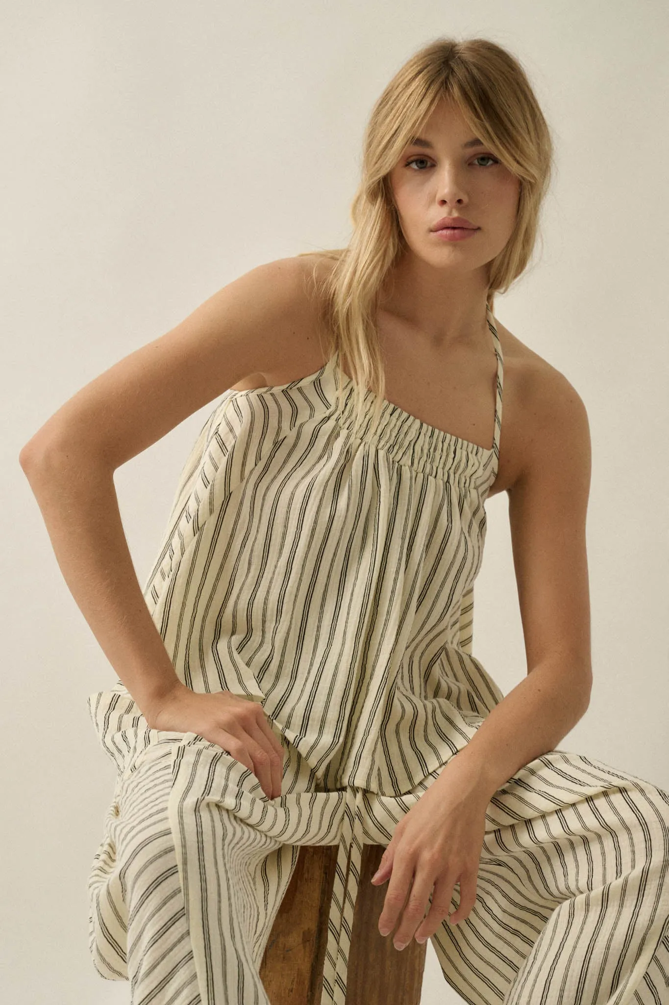 Coast Line Striped Cotton A-Line Halter Top sold by Promesa product image thumbnail 4