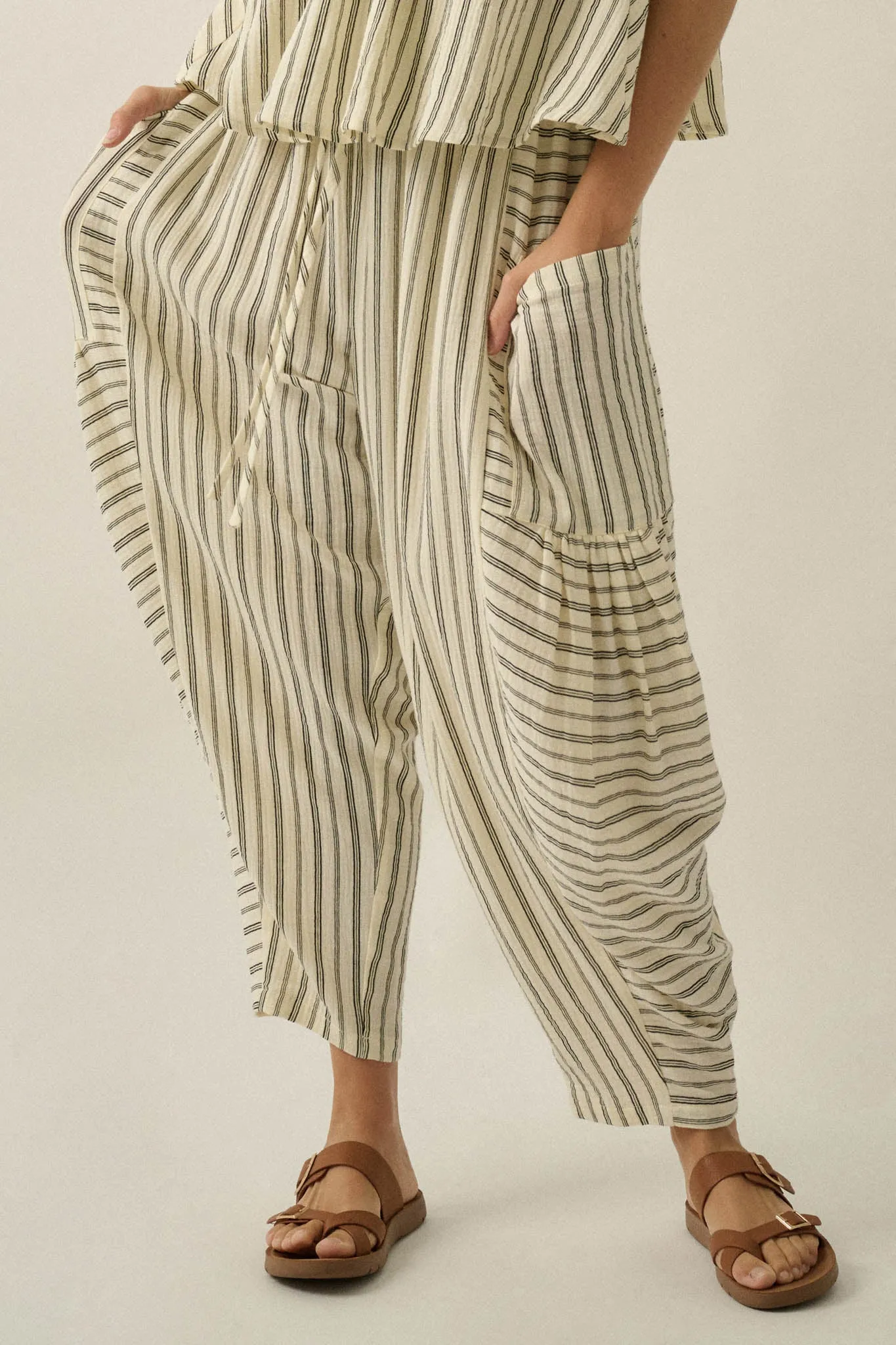 Line in the Sand Striped Cotton Barrel Pants sold by Promesa product image thumbnail 5