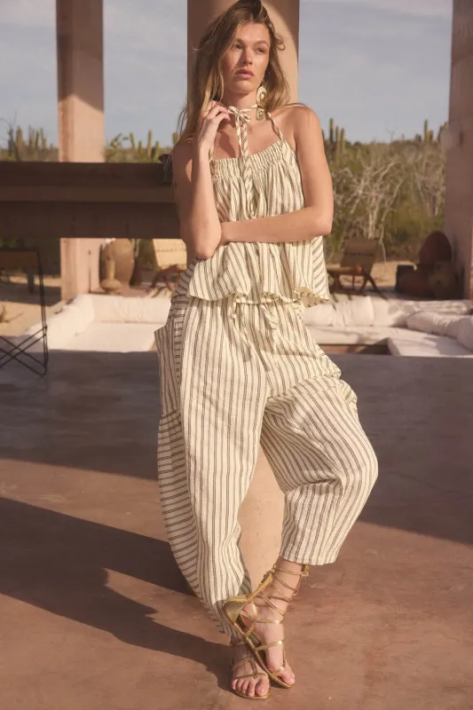 Line in the Sand Striped Cotton Barrel Pants made by Promesa