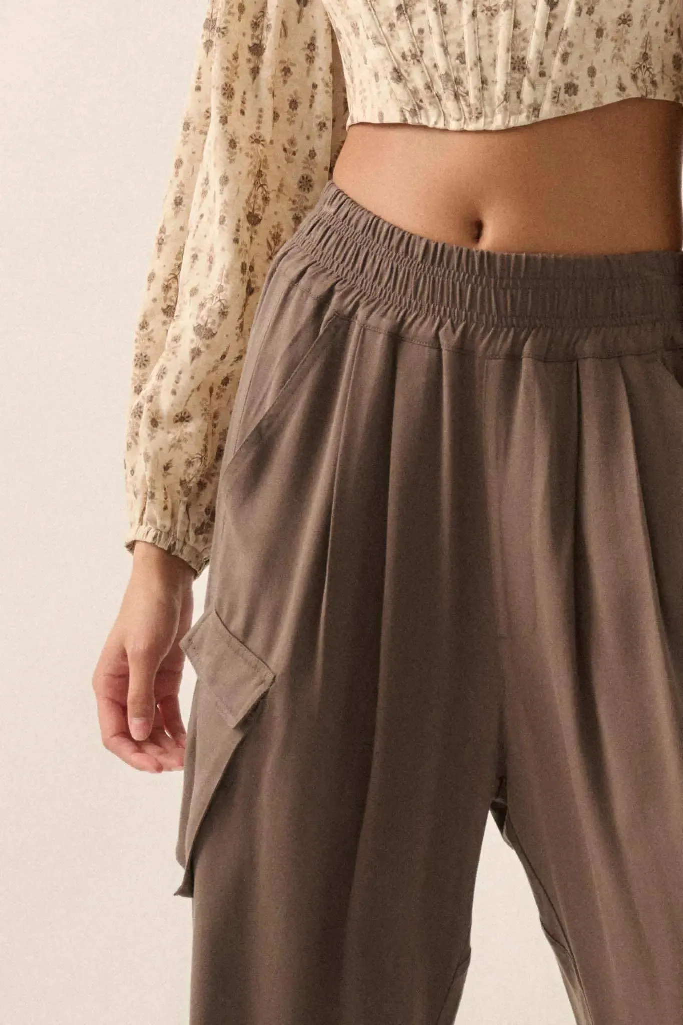 Walk On Wide-Leg Twill Cargo Pants sold by Promesa product image thumbnail 3