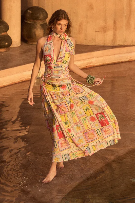 Paradise Isle Tropical-Print Drop-Waist Maxi Skirt made by Promesa