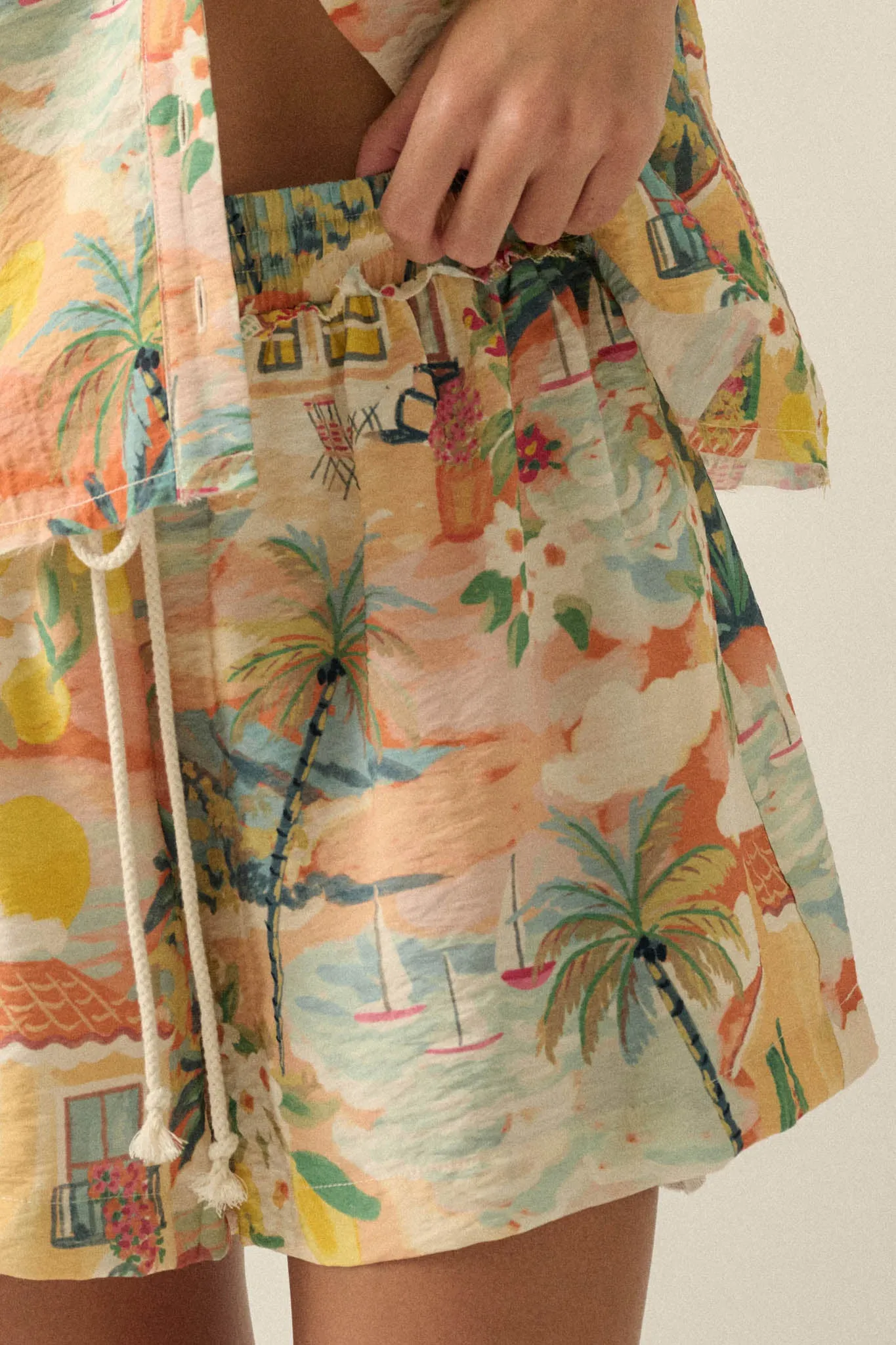 Caribbean Dream Tropical-Print Drawstring Shorts sold by Promesa product image thumbnail 5
