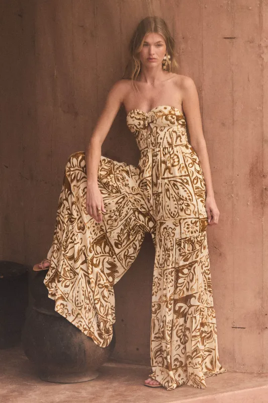 Nomad Days Abstract Floral-Print Strapless Jumpsuit made by Promesa