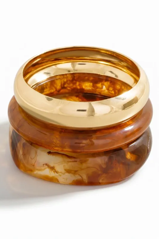 Moraga Marble Resin and Metallic Bracelet Set made by Promesa