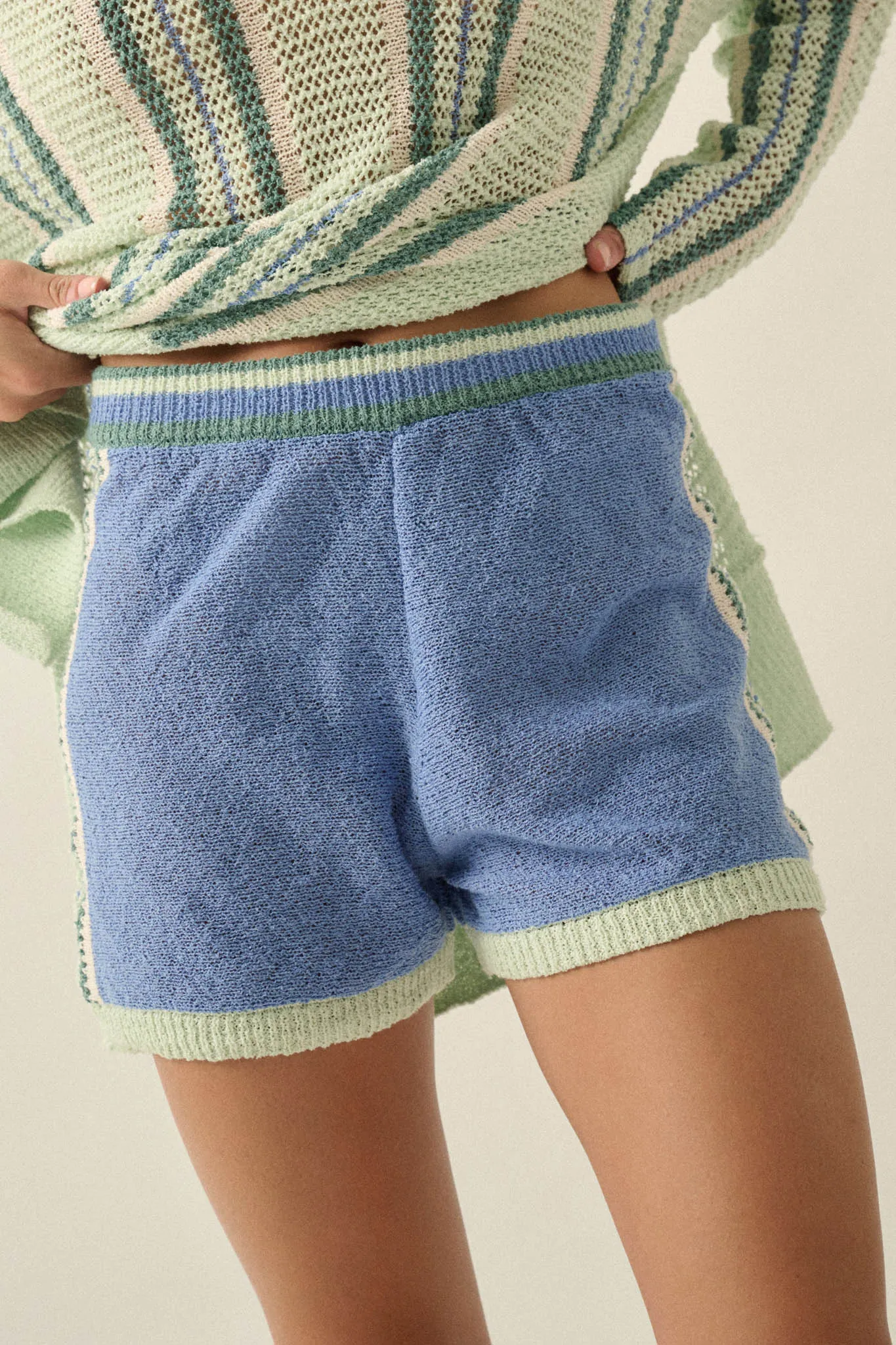 High Tide Stripe-Detail Knit Sweater Shorts sold by Promesa product image thumbnail 3