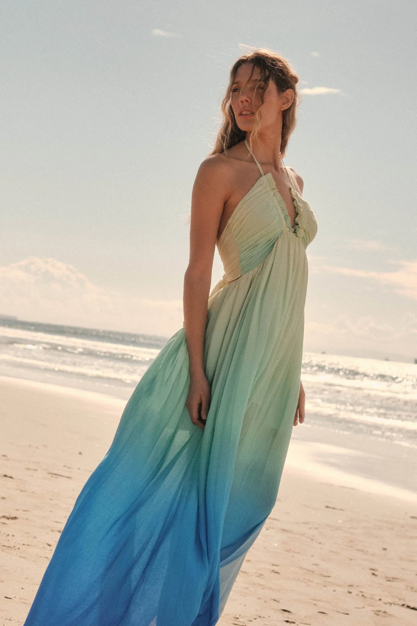 Shades of Summer Ombre Tie-Back Halter Maxi Dress sold by Promesa product image thumbnail 3