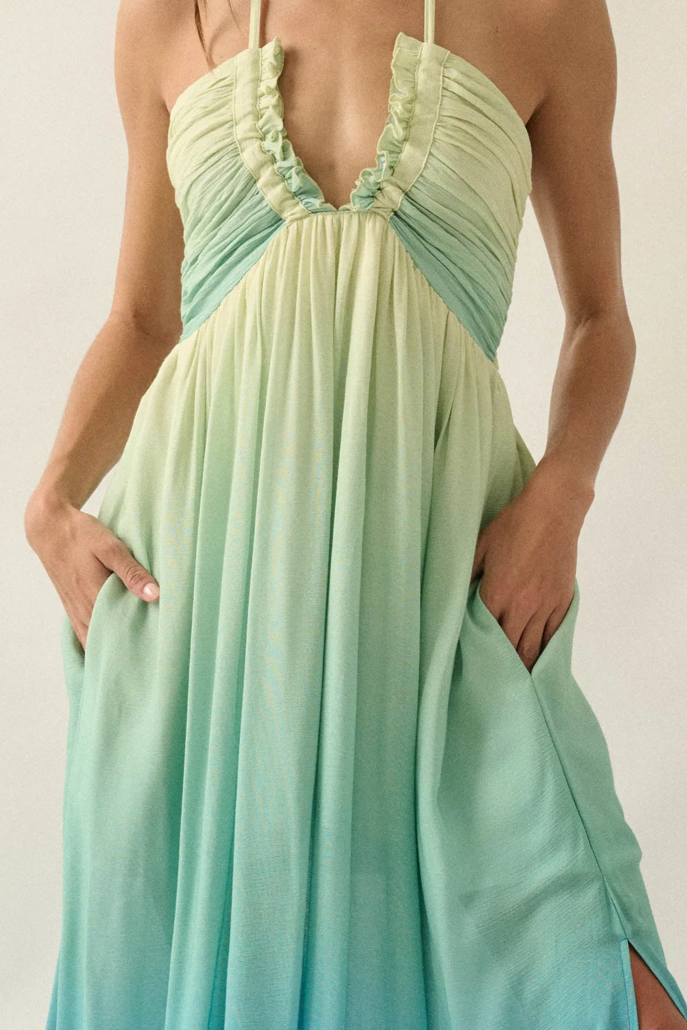 Shades of Summer Ombre Tie-Back Halter Maxi Dress sold by Promesa product image thumbnail 5