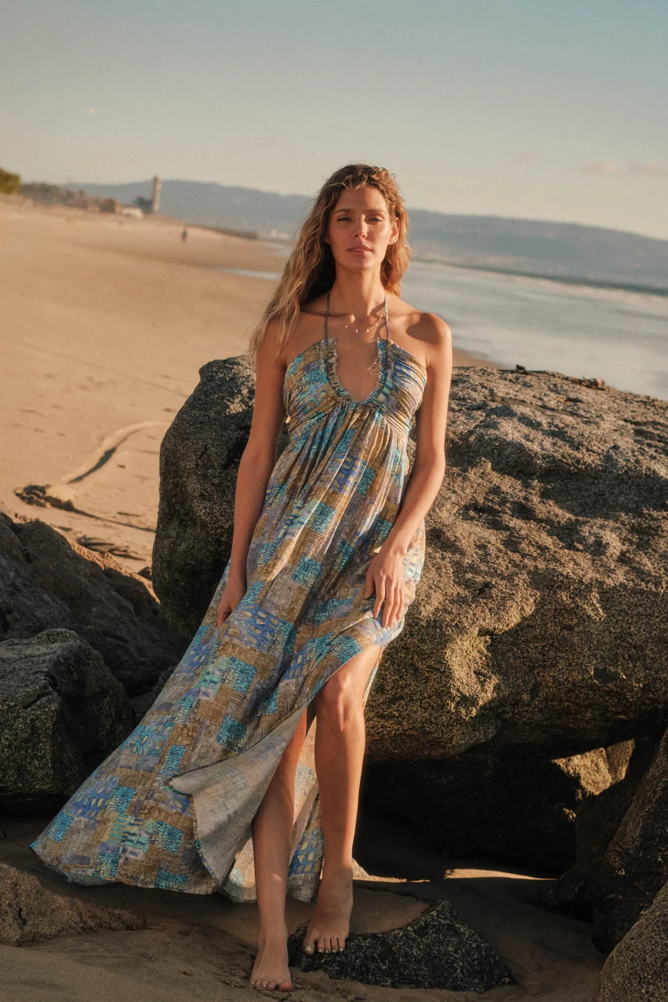 Mosaic Muse Abstract-Print Tie-Back Halter Maxi Dress sold by Promesa product image thumbnail 3