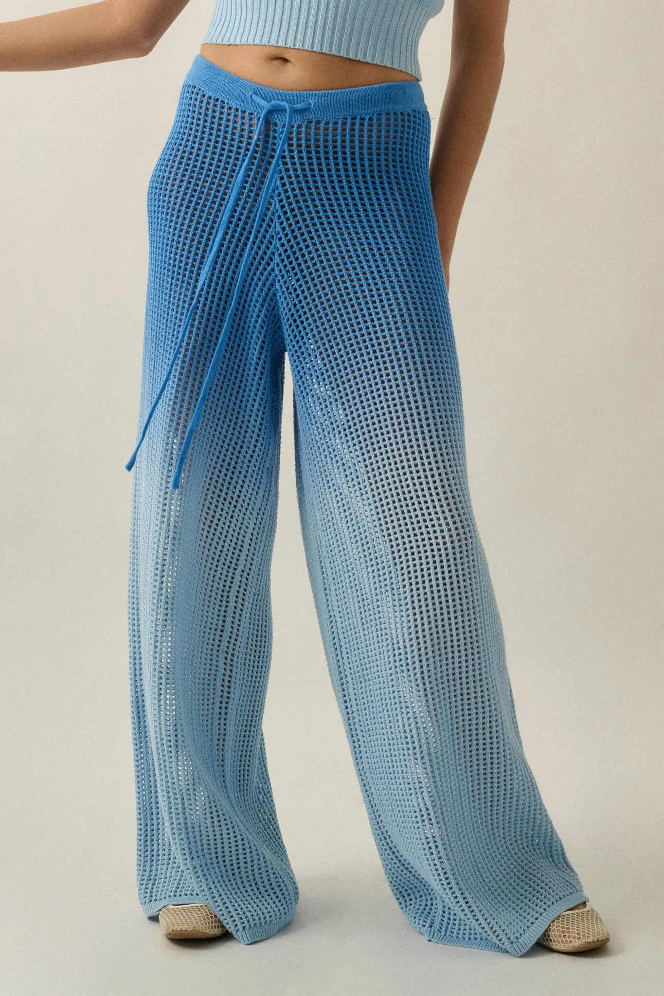 Fade Out Ombre Crochet Open-Knit Drawstring Pants sold by Promesa product image thumbnail 5
