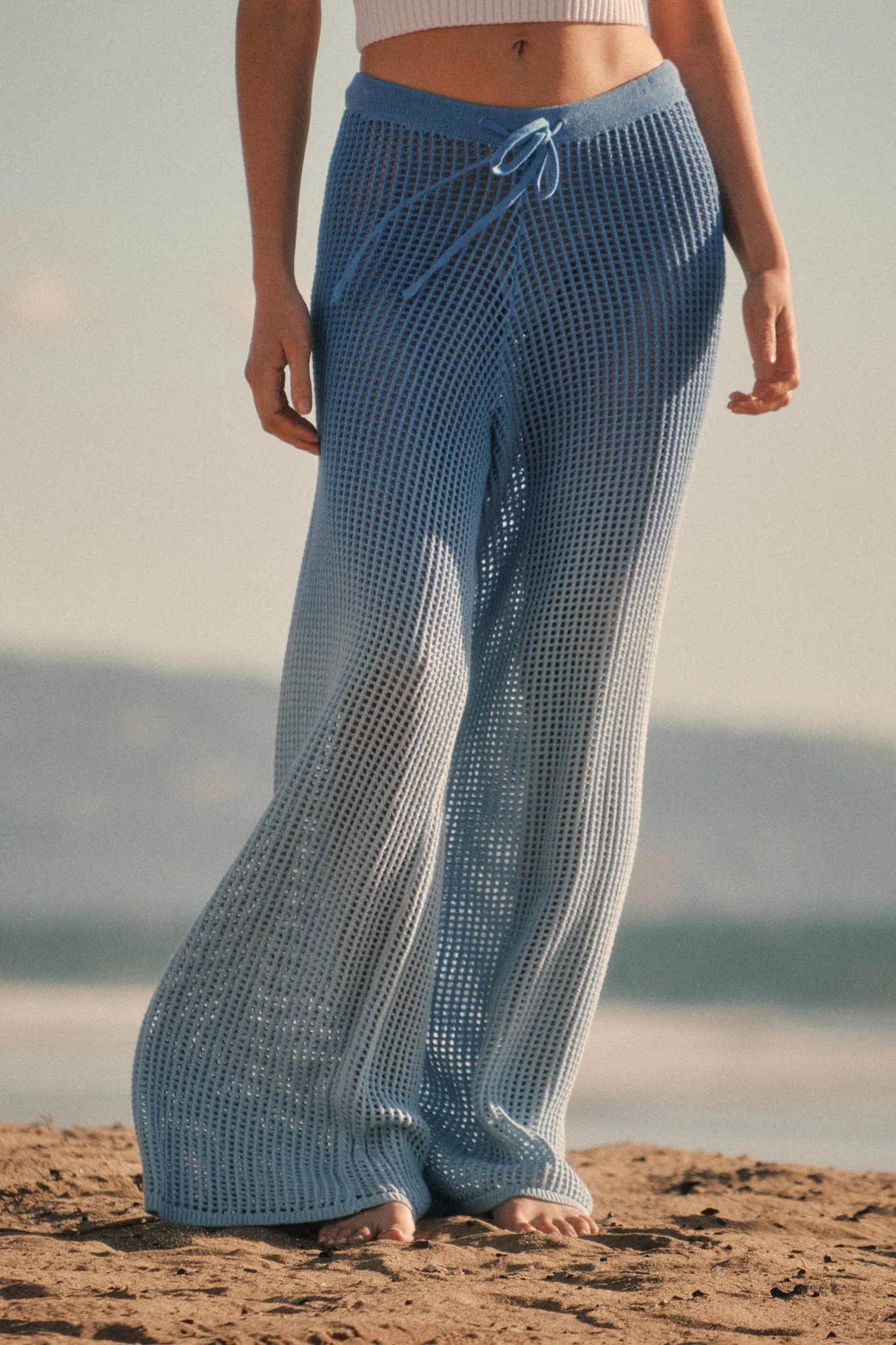 Fade Out Ombre Crochet Open-Knit Drawstring Pants sold by Promesa product image thumbnail 2