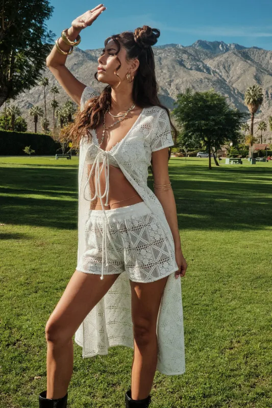 Untamed Spirit Crochet Lace Drawstring Shorts made by Promesa