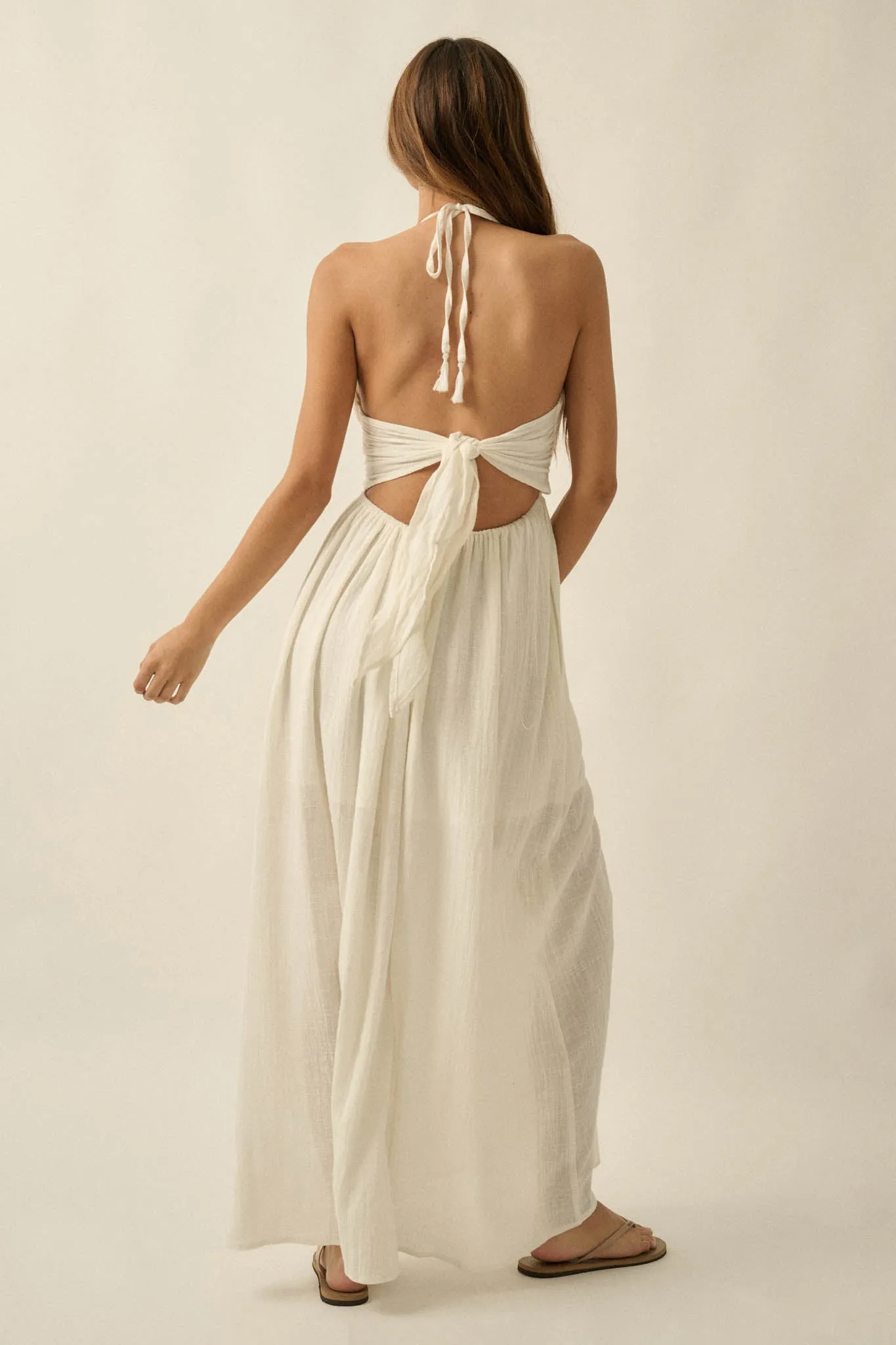 Forever Free Cotton Gauze Tie-Back Halter Maxi Dress sold by Promesa product image thumbnail 2