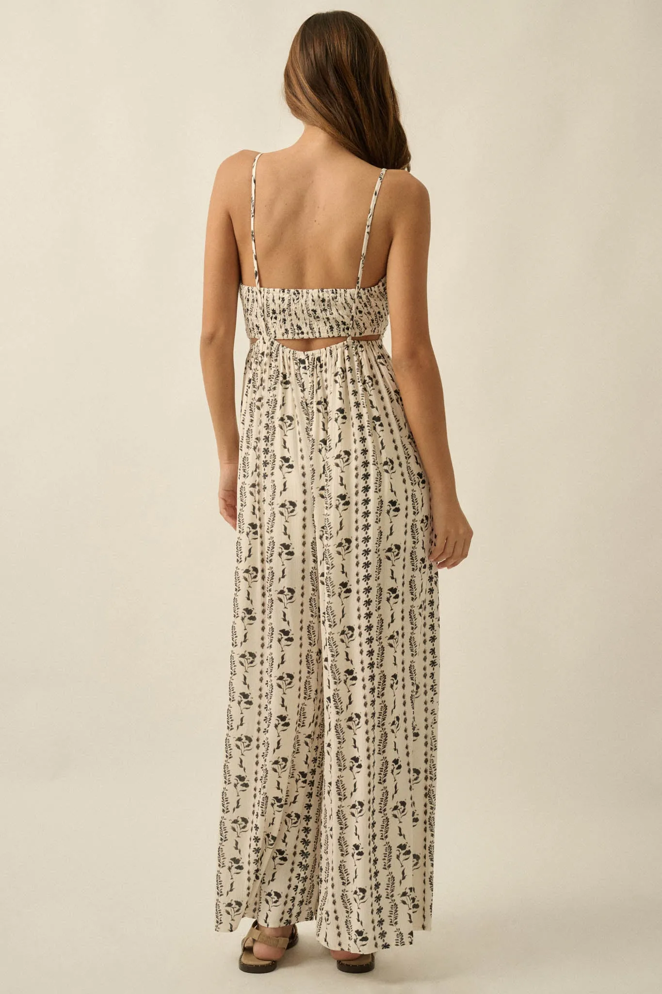 Growing Strong Floral-Stripe Crepe Halter Jumpsuit sold by Promesa product image thumbnail 2