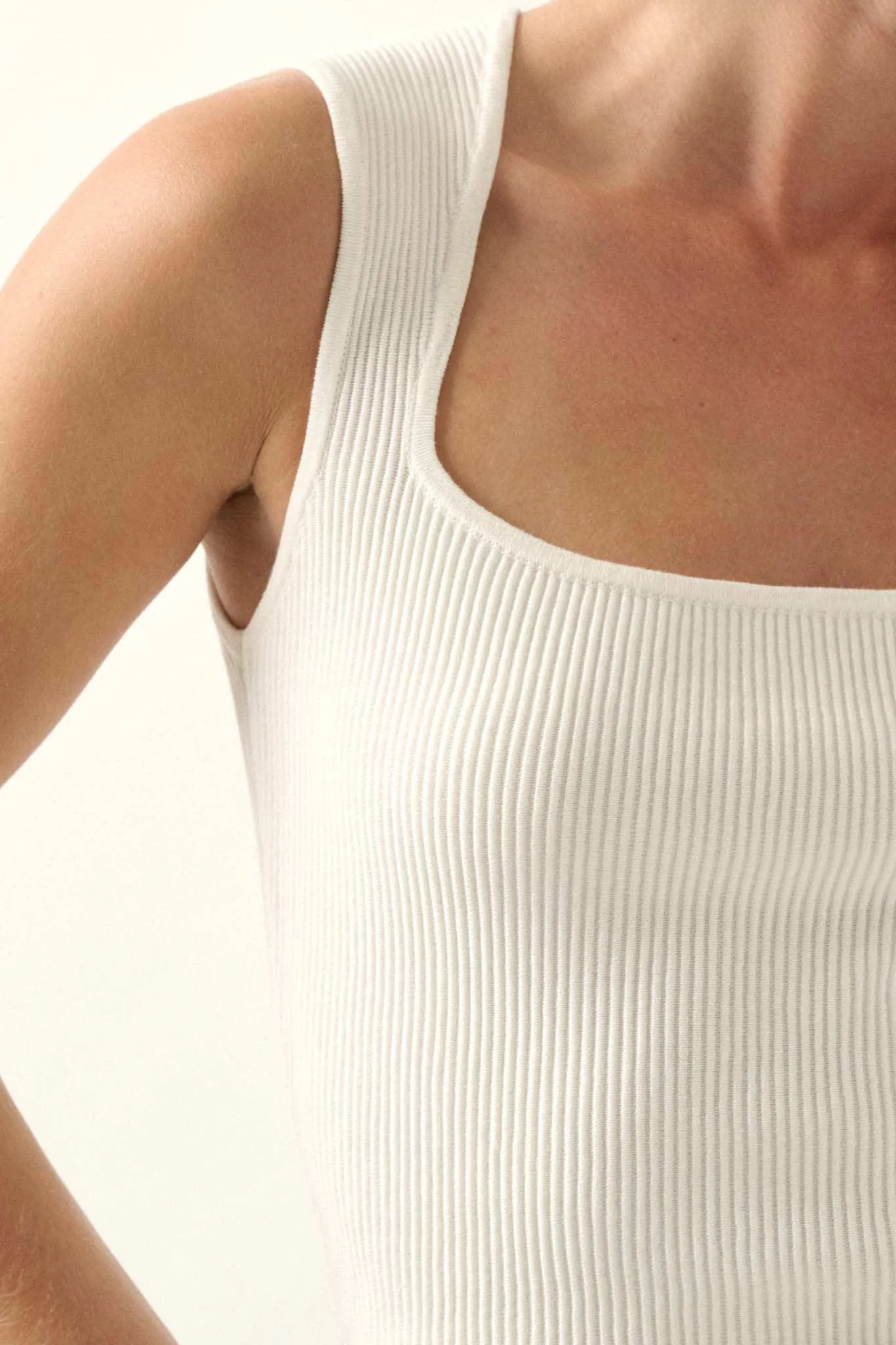 Shaper Fit Square Neck Rib-Knit Tank Top sold by Promesa product image thumbnail 5