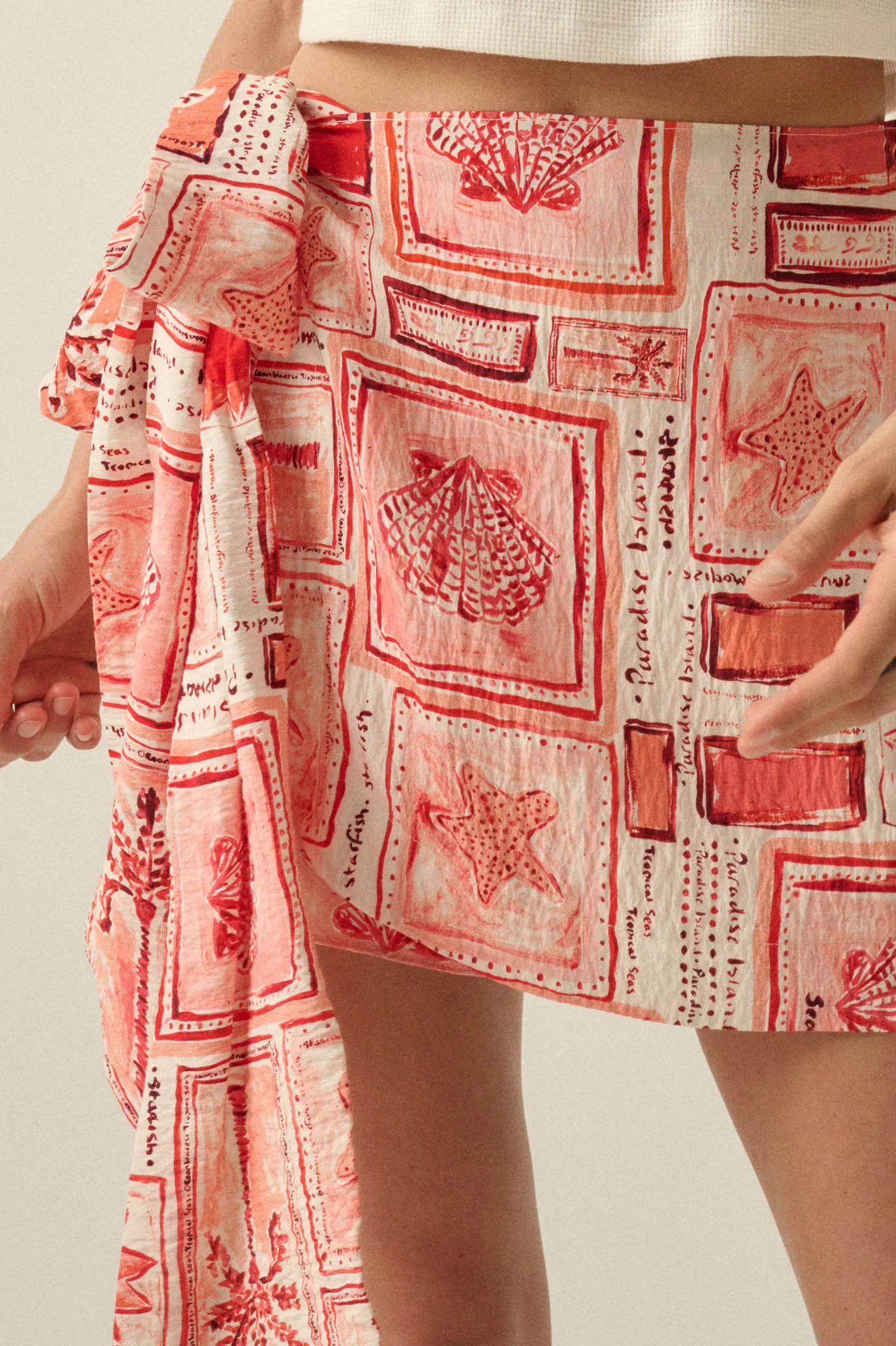 Lost in Paradise Tropical-Print Wrap Mini Skort sold by Promesa product image thumbnail 4