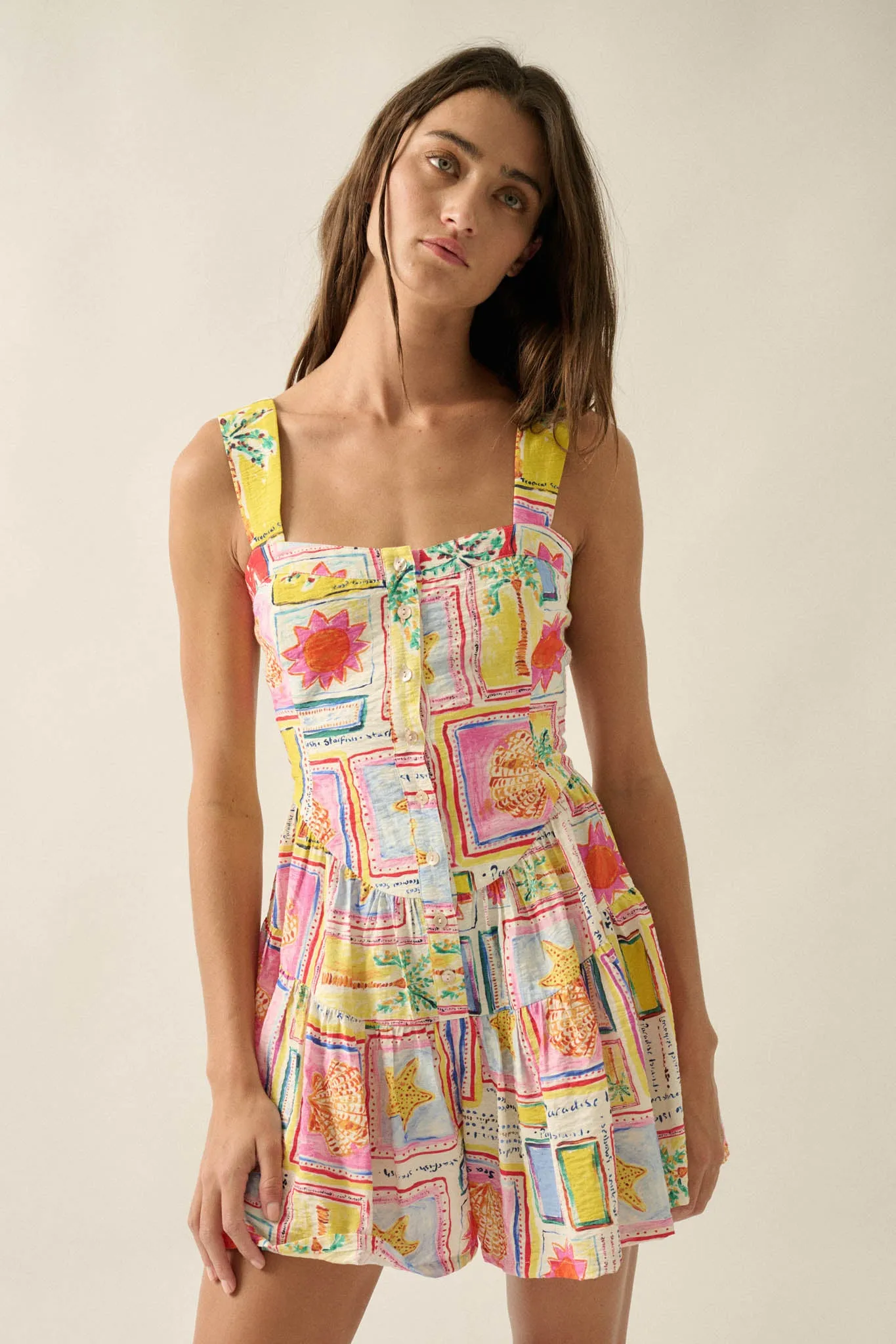 Paradise Bound Tropical-Print Tiered Ruffle Romper sold by Promesa product image thumbnail 4