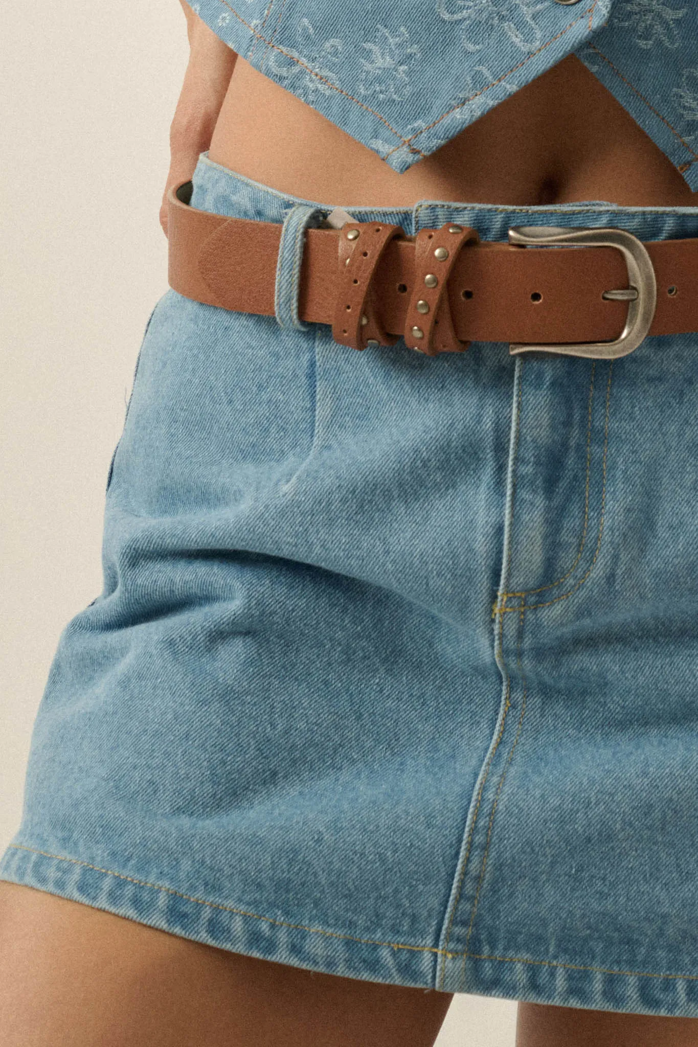 Jean Scene Low-Rise Denim Mini Skort sold by Promesa product image thumbnail 3