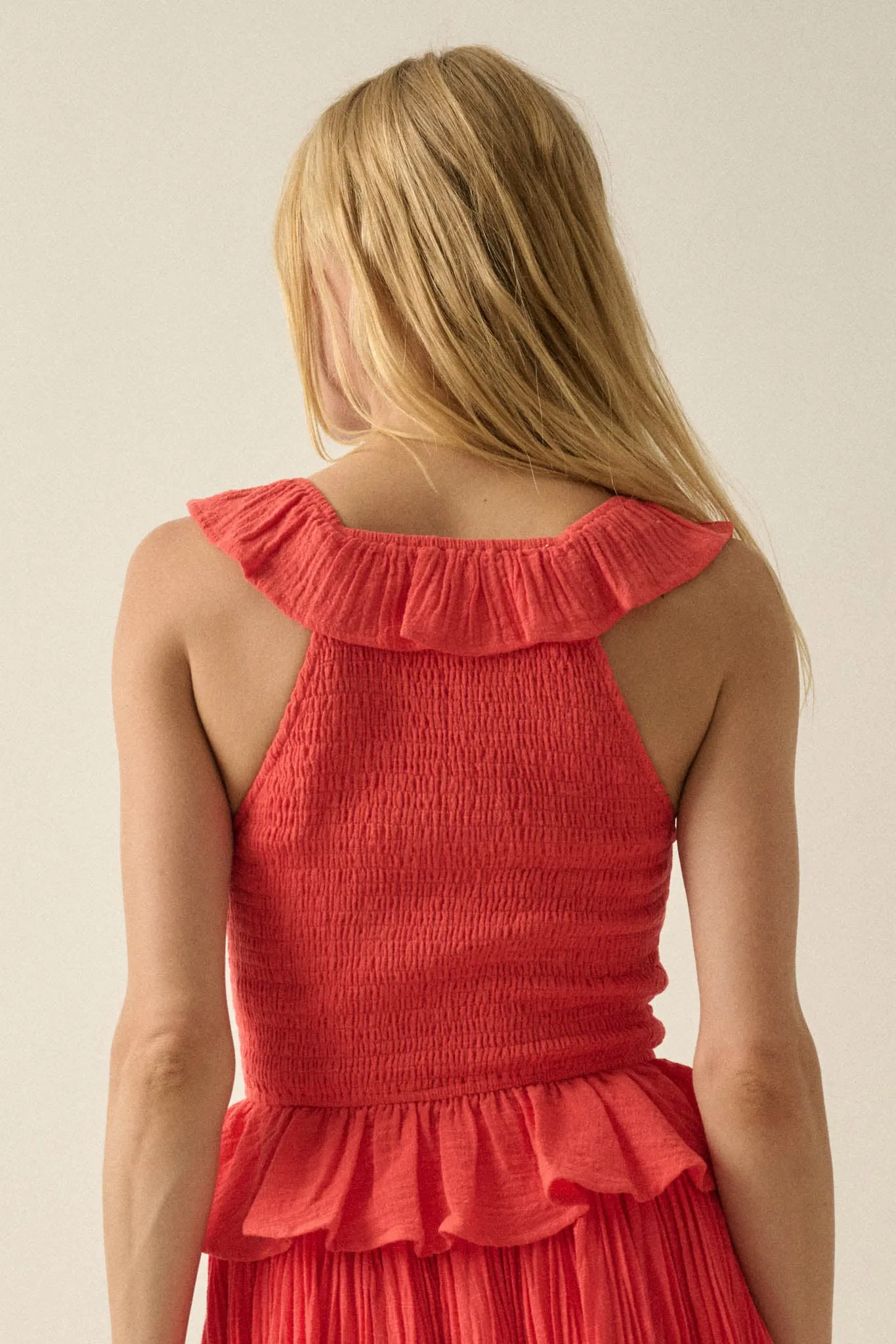 Get Free Smocked Cotton Gauze V-Neck Ruffle Top sold by Promesa product image thumbnail 2