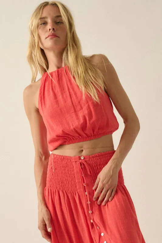 Freedom Song Cotton Gauze Cropped Sleeveless Top made by Promesa