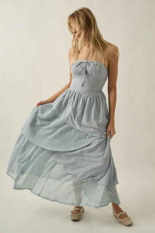 Love Freely Tiered Cotton Gauze and Lace Maxi Dress made by Promesa