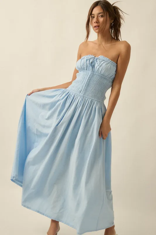 Midsummer Dream Smocked Strapless Maxi Dress made by Promesa