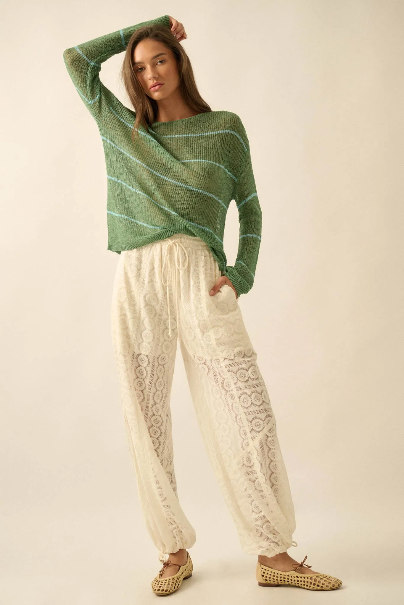 Keep Dreaming Lace Drawstring Pocket Balloon Pants sold by Promesa product image thumbnail 4