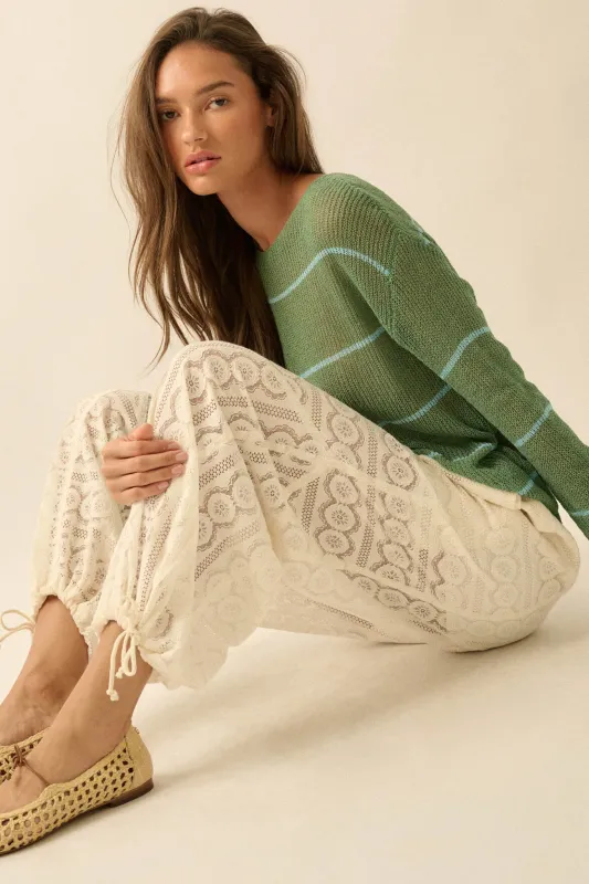 Keep Dreaming Lace Drawstring Pocket Balloon Pants made by Promesa