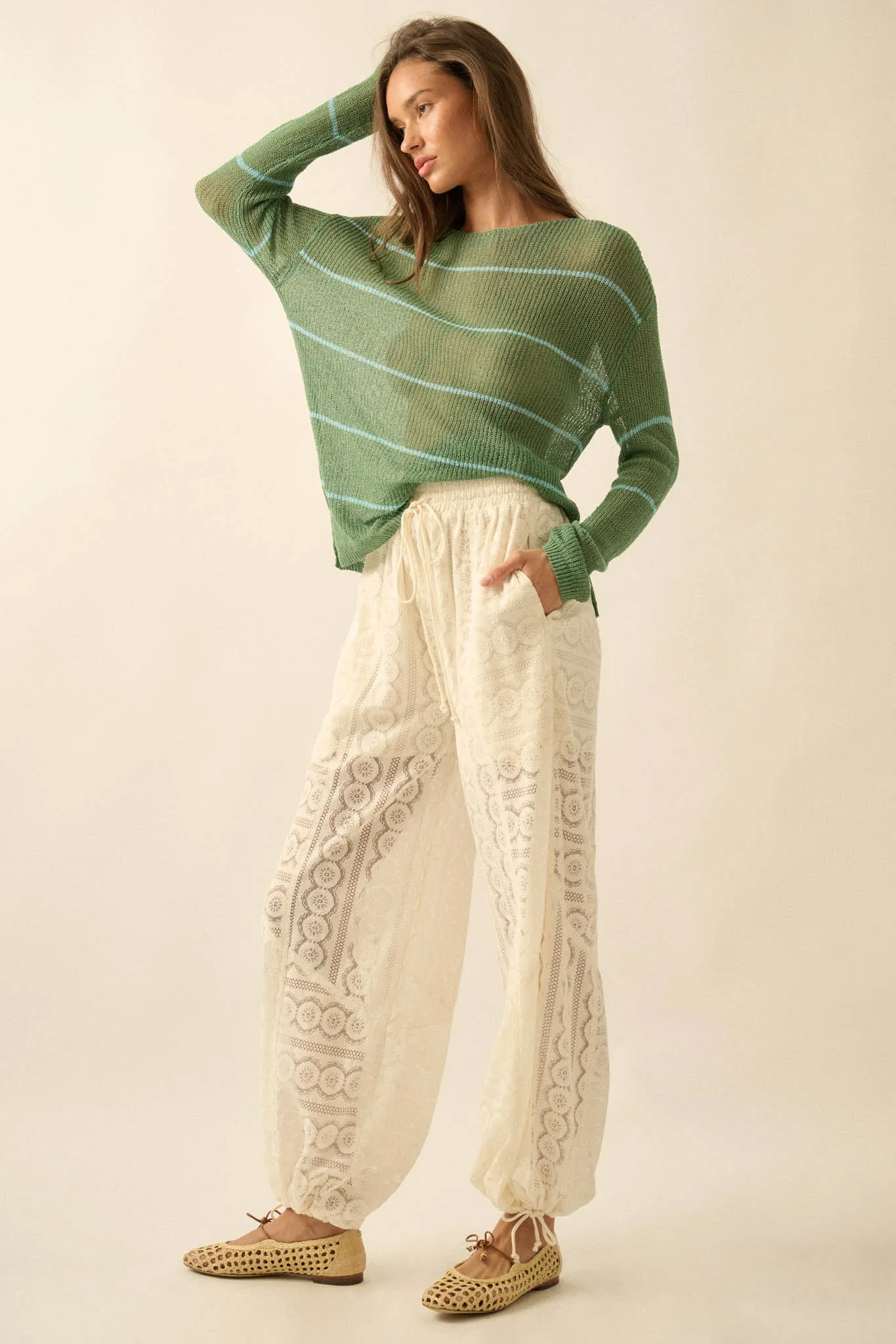 Keep Dreaming Lace Drawstring Pocket Balloon Pants sold by Promesa product image thumbnail 5