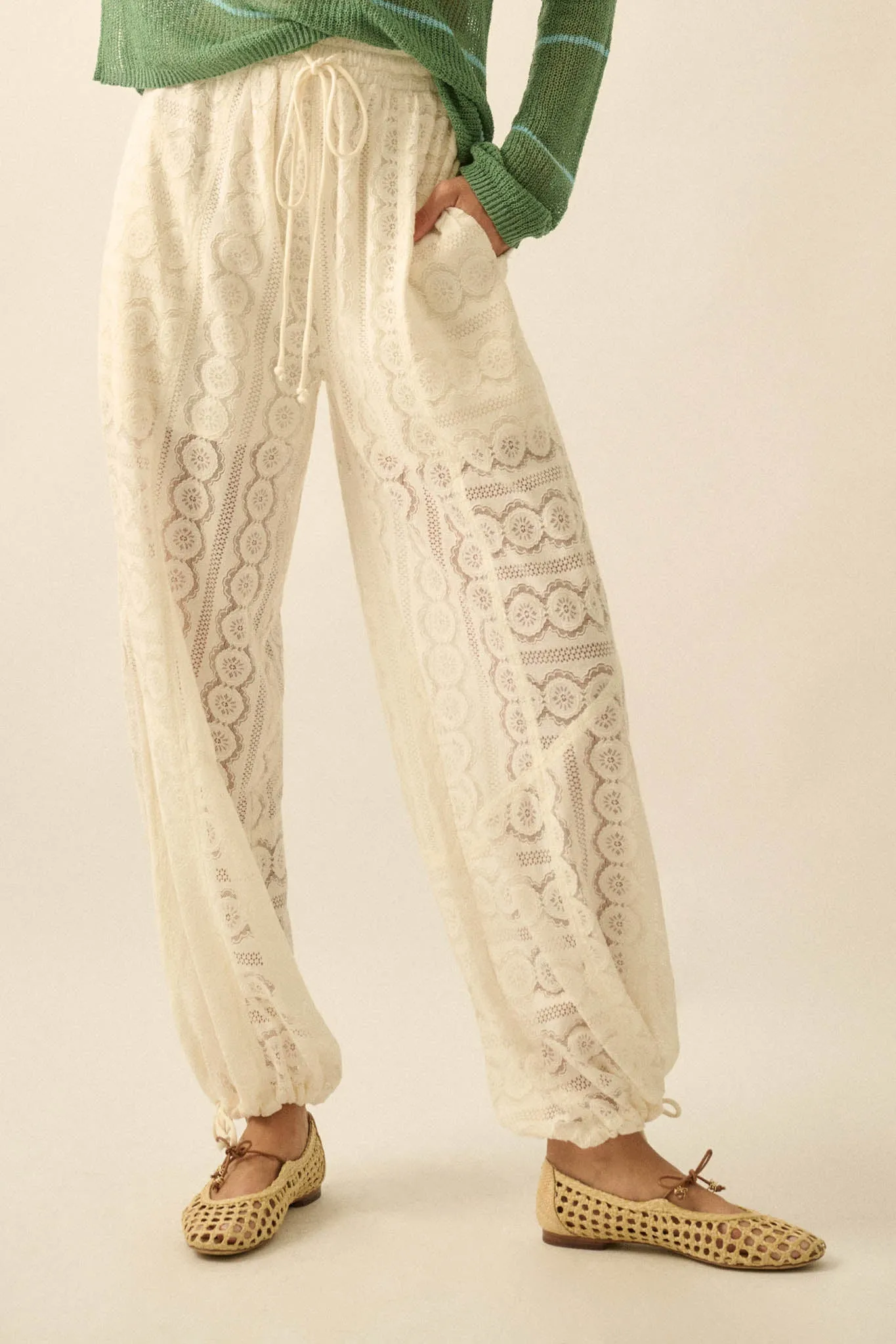 Keep Dreaming Lace Drawstring Pocket Balloon Pants sold by Promesa product image thumbnail 2
