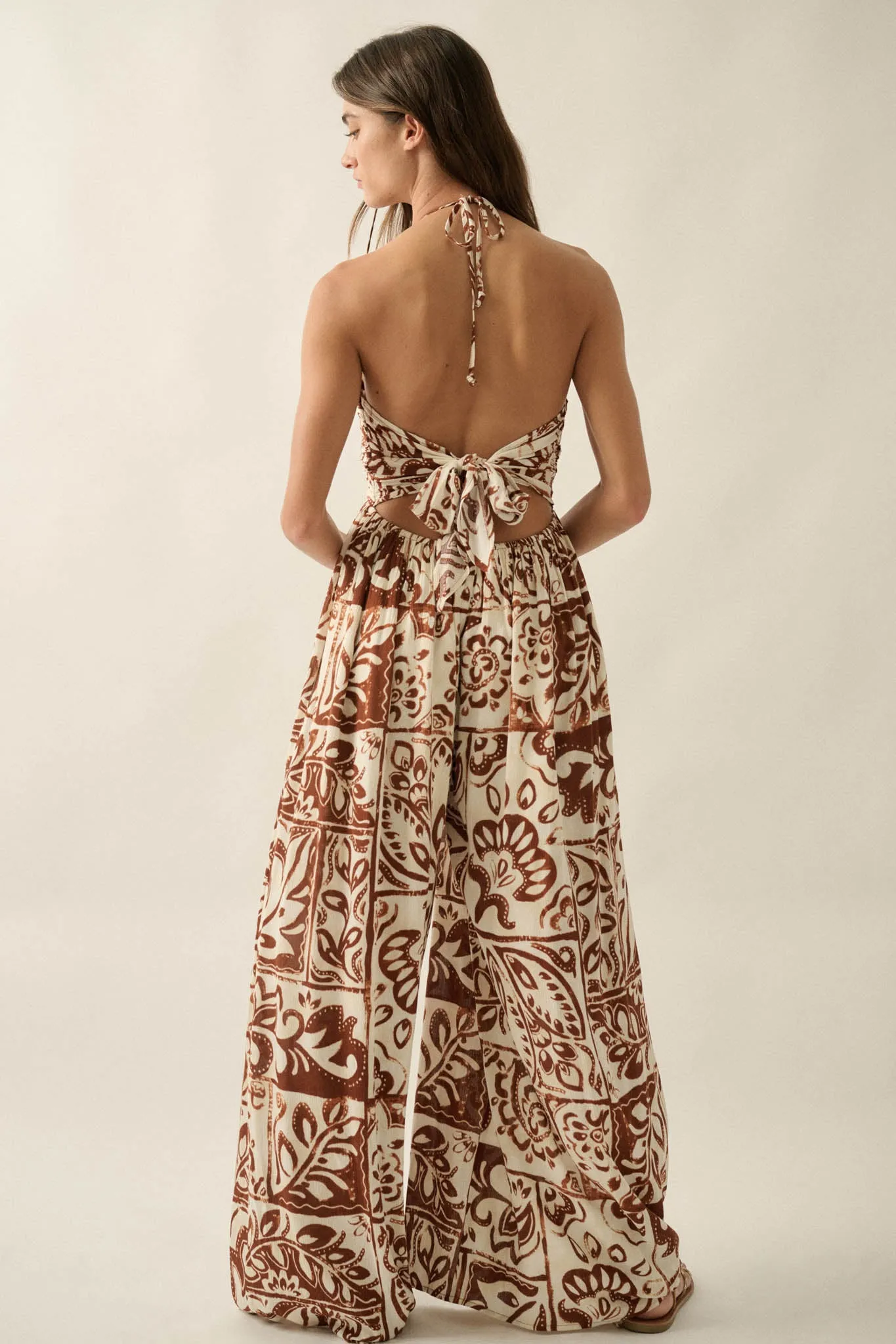 Nomad Spirit Abstract Floral-Print Halter Jumpsuit sold by Promesa product image thumbnail 2
