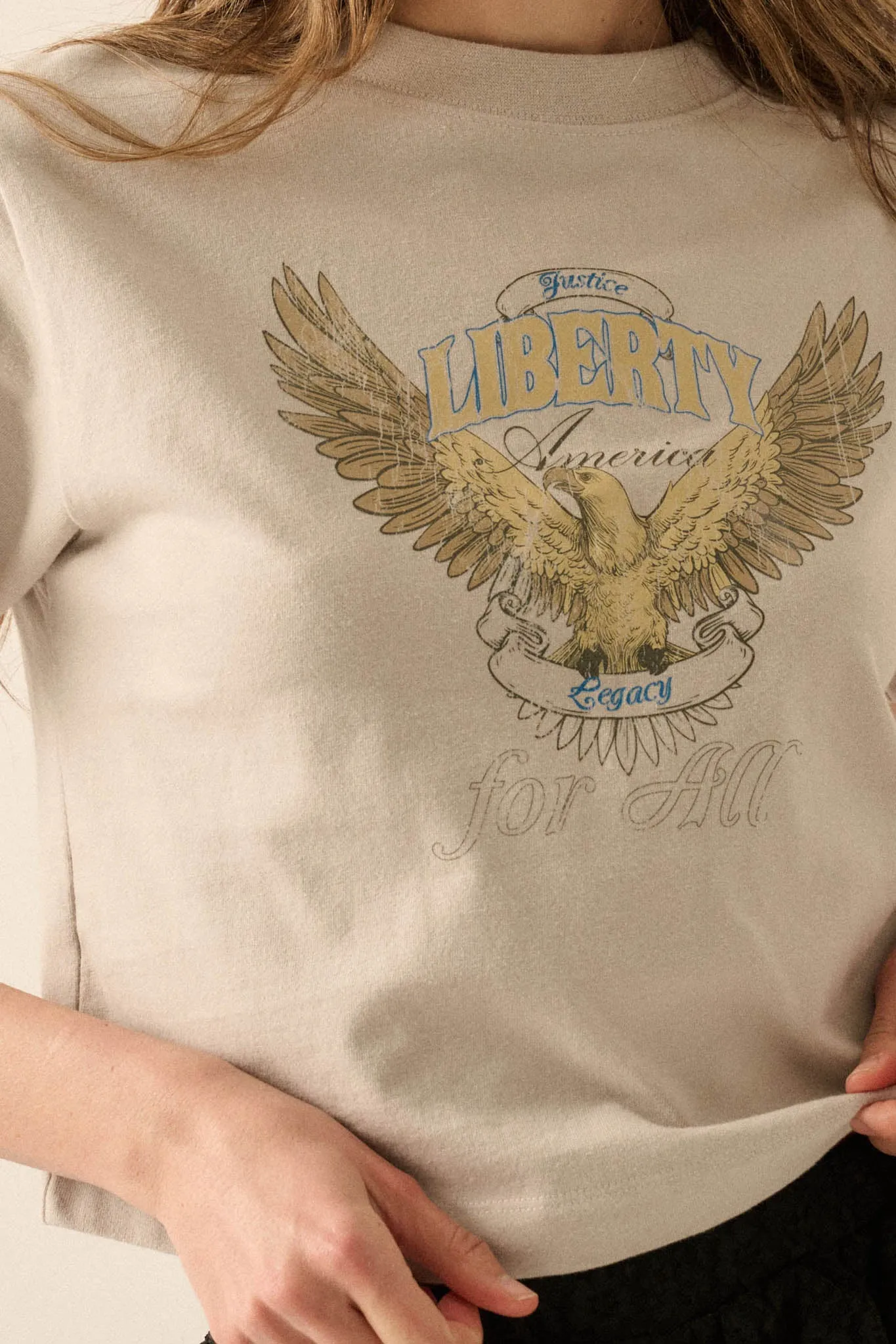 Liberty for All Garment-Dyed Cropped Graphic Tee sold by Promesa product image thumbnail 2