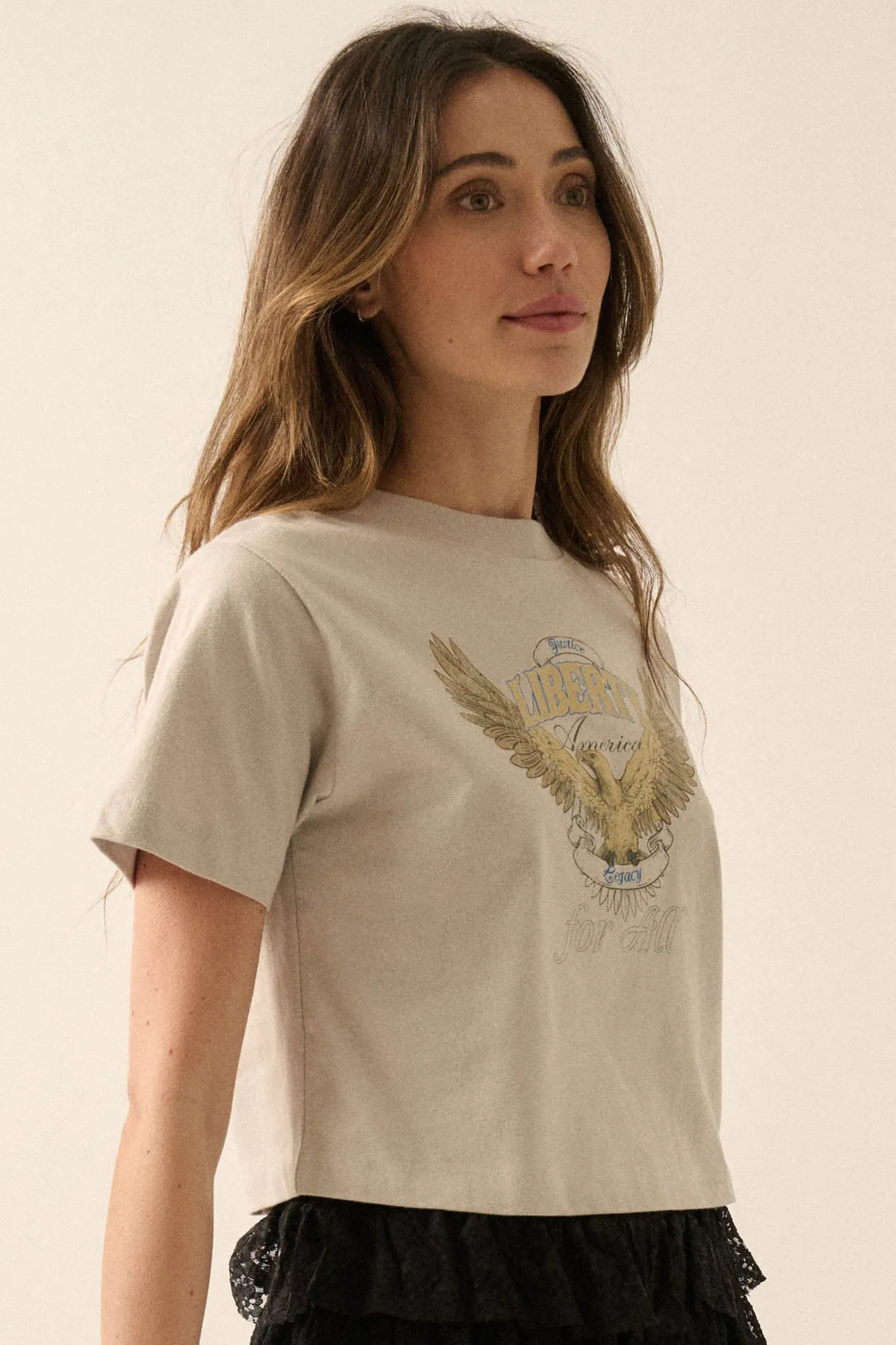 Liberty for All Garment-Dyed Cropped Graphic Tee sold by Promesa product image thumbnail 5