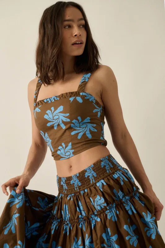 Petals Twirl Floral-Print Cropped Tank Top made by Promesa