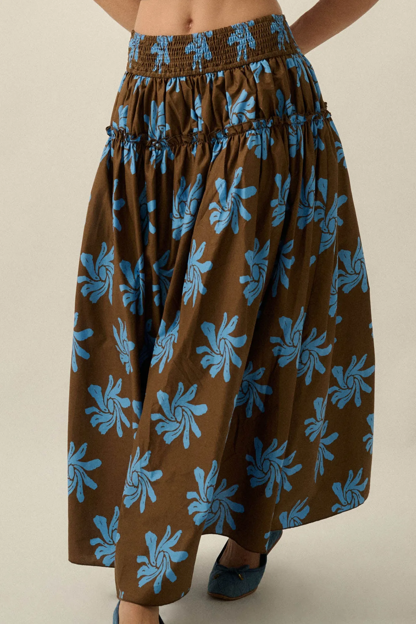 Garden Twirl Floral-Print Gathered Maxi Skirt sold by Promesa product image thumbnail 2