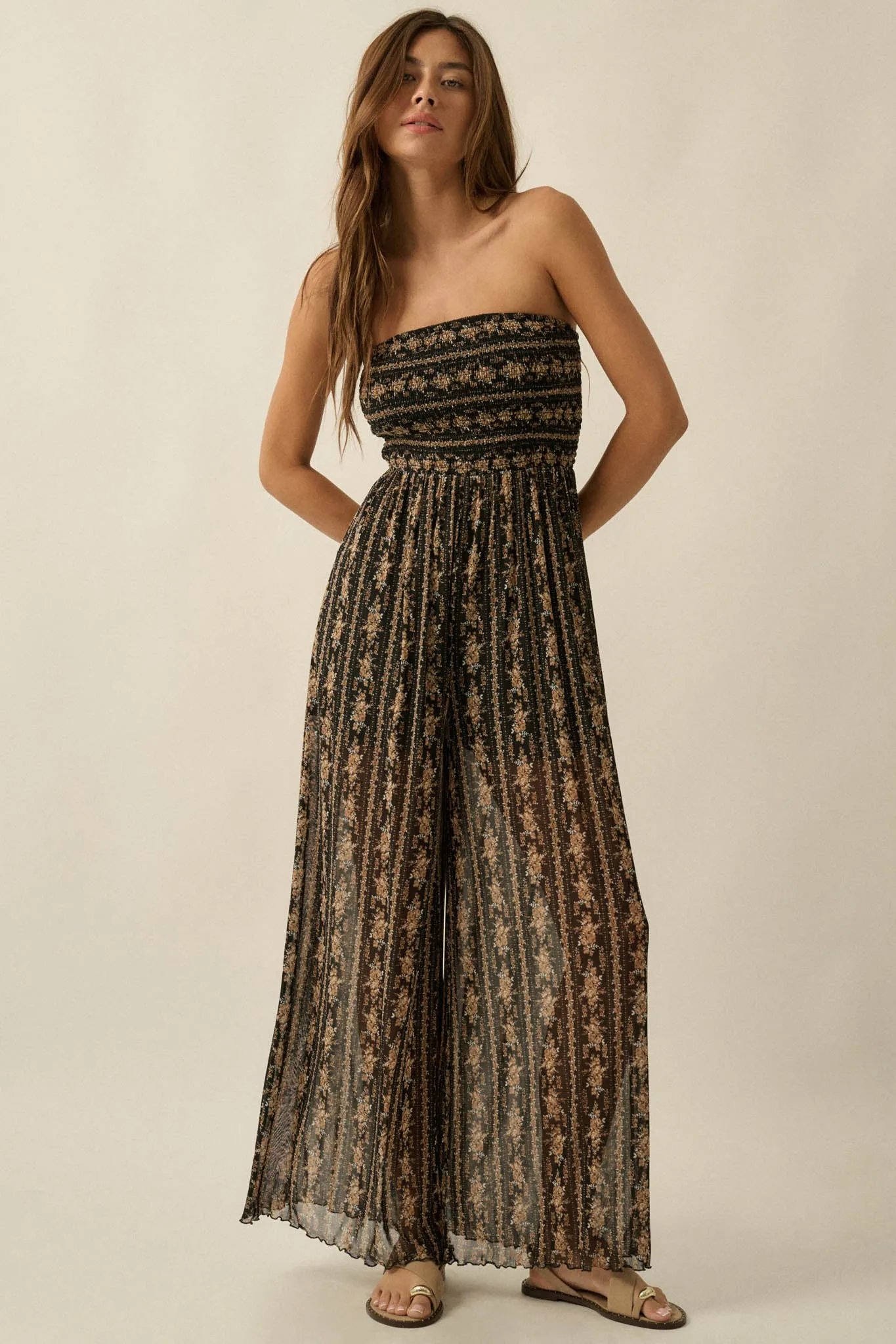 Plenty of Petals Floral Mesh Strapless Jumpsuit sold by Promesa product image thumbnail 3