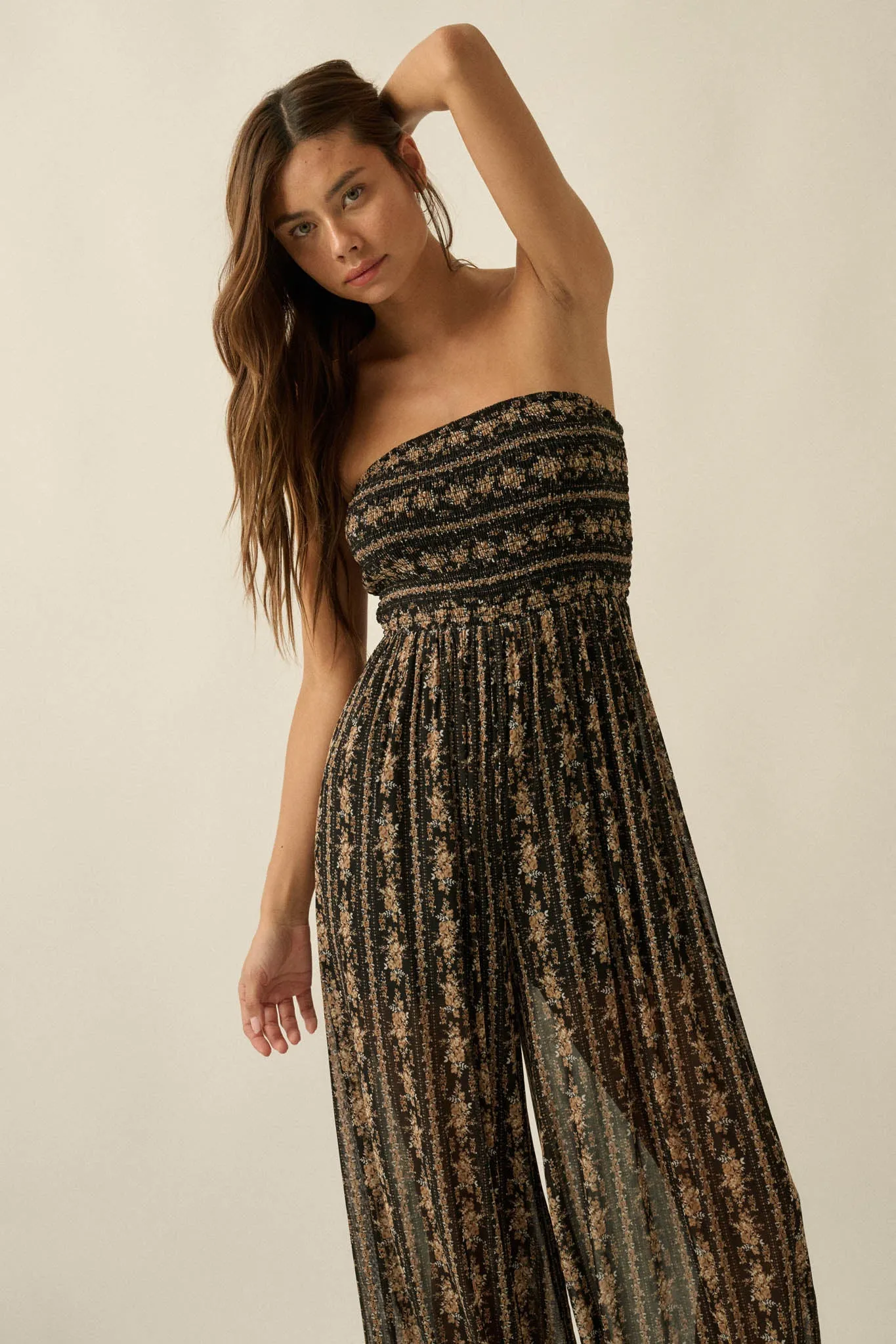 Plenty of Petals Floral Mesh Strapless Jumpsuit sold by Promesa product image thumbnail 5