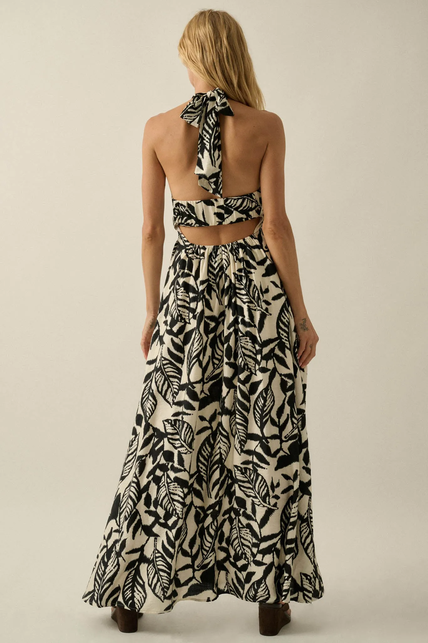 Jungle Heat Tropical-Print Halter Maxi Dress sold by Promesa product image thumbnail 2