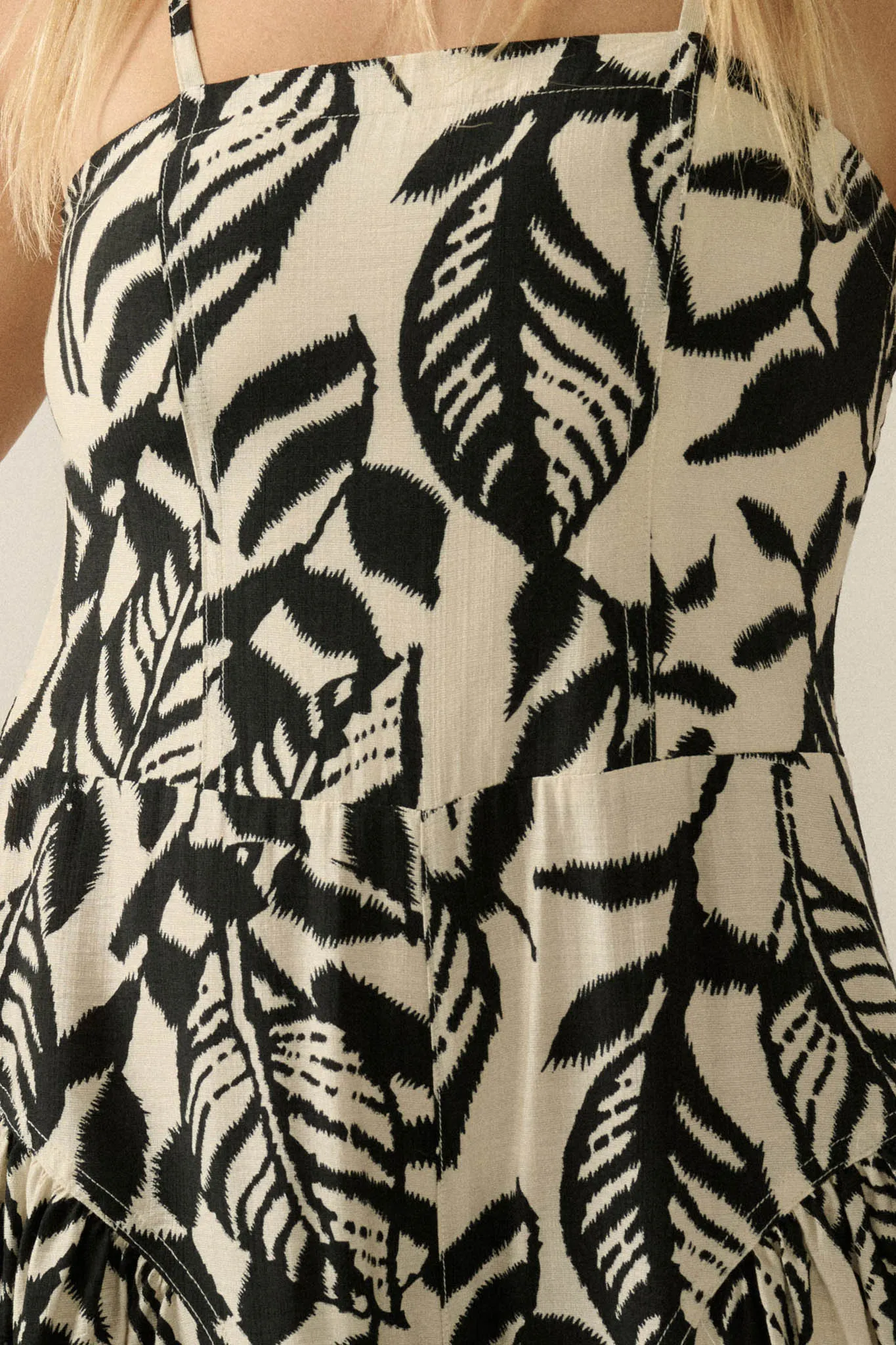 Lush Leaves Tropical-Print Wide-Leg Cami Jumpsuit sold by Promesa product image thumbnail 4