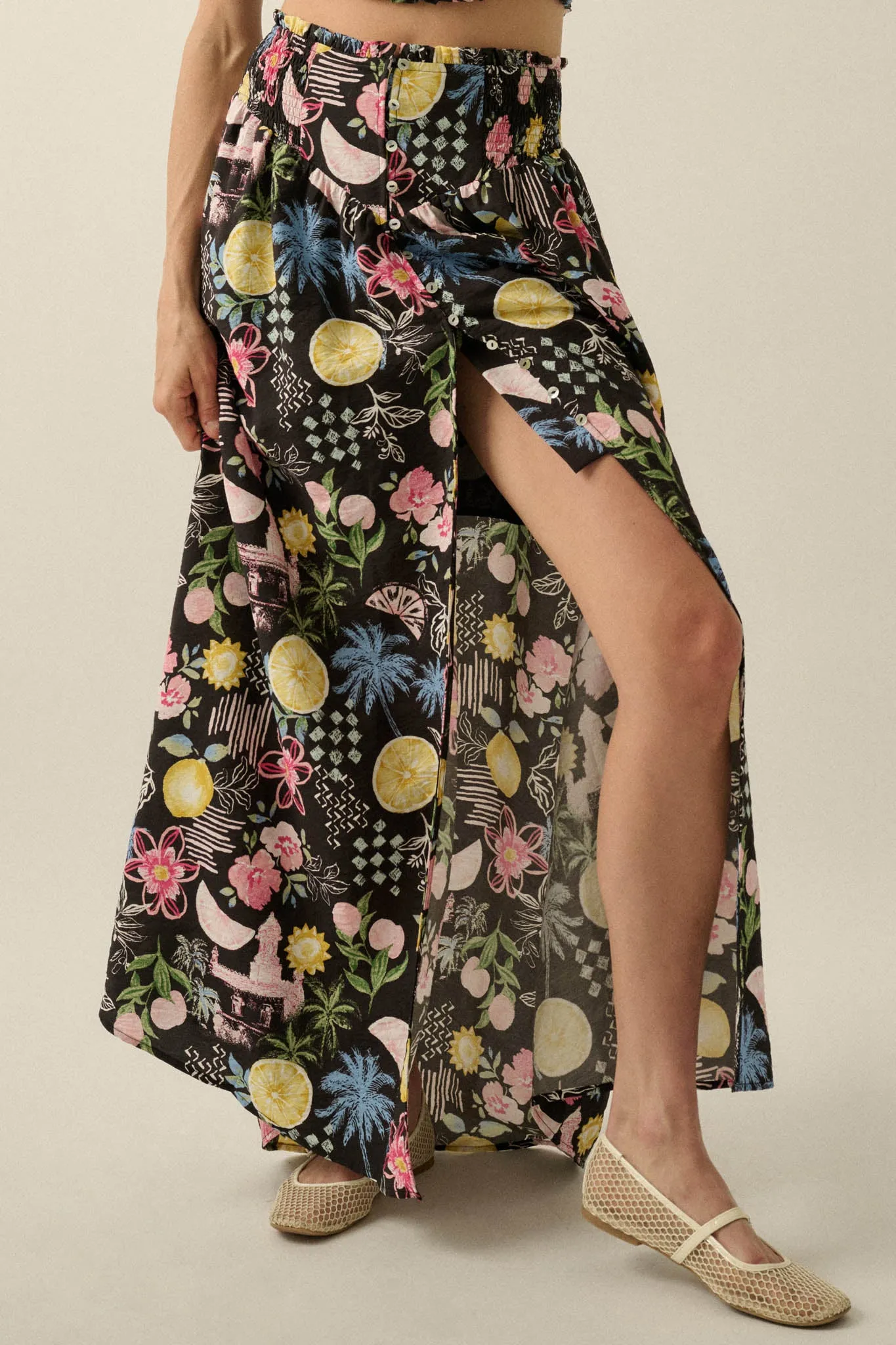 Celebrate Life Fruit & Floral-Print Button Maxi Skirt sold by Promesa product image thumbnail 2